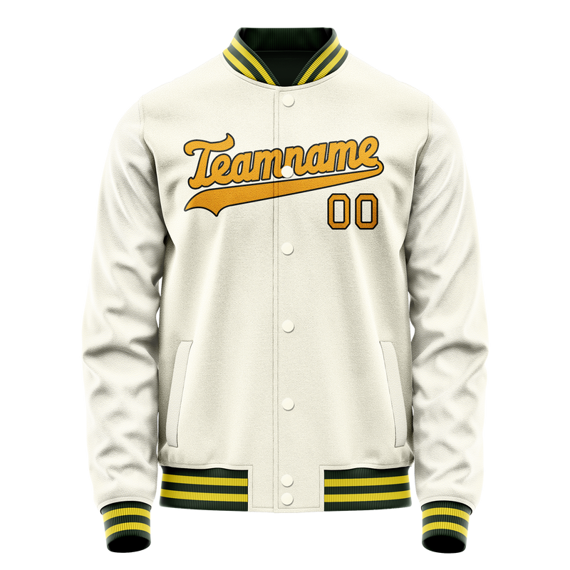 Custom Cream Gold Solid Color Varsity Letterman Jacket JA02240617JC102