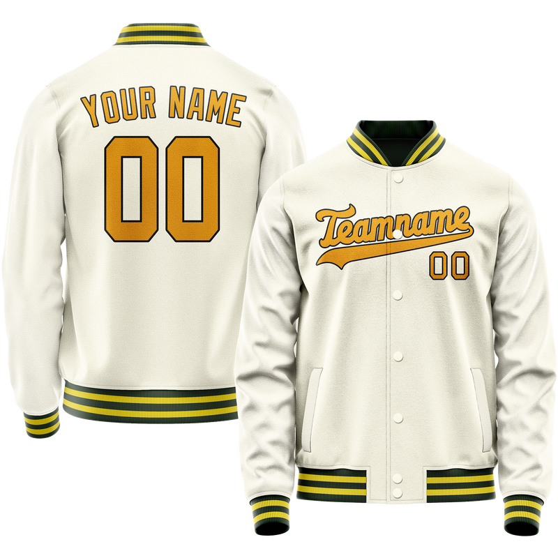 Custom Cream Gold Solid Color Varsity Letterman Jacket JA02240617JC102