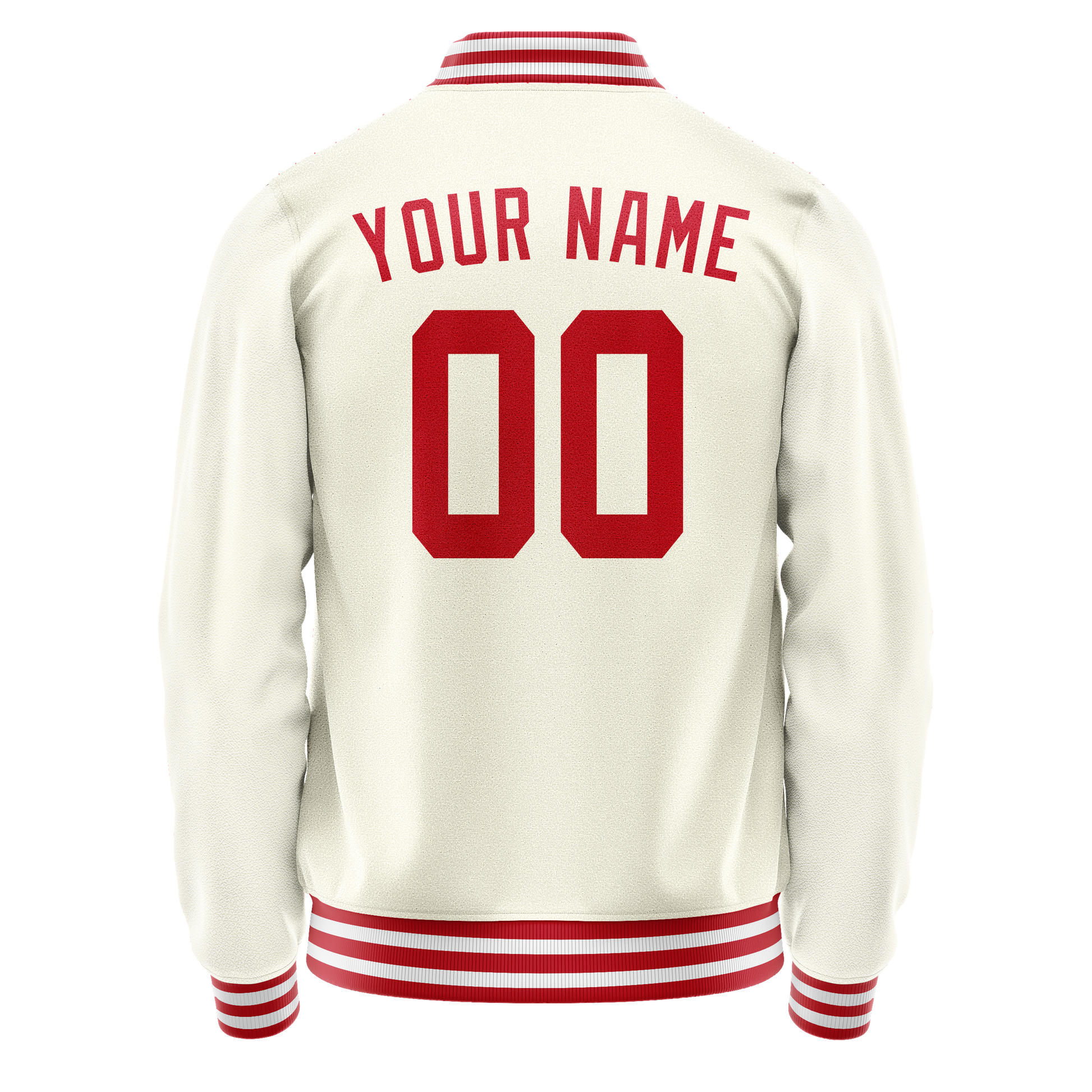 Custom Cream Red Solid Color Varsity Letterman Jacket JA02240617JC110