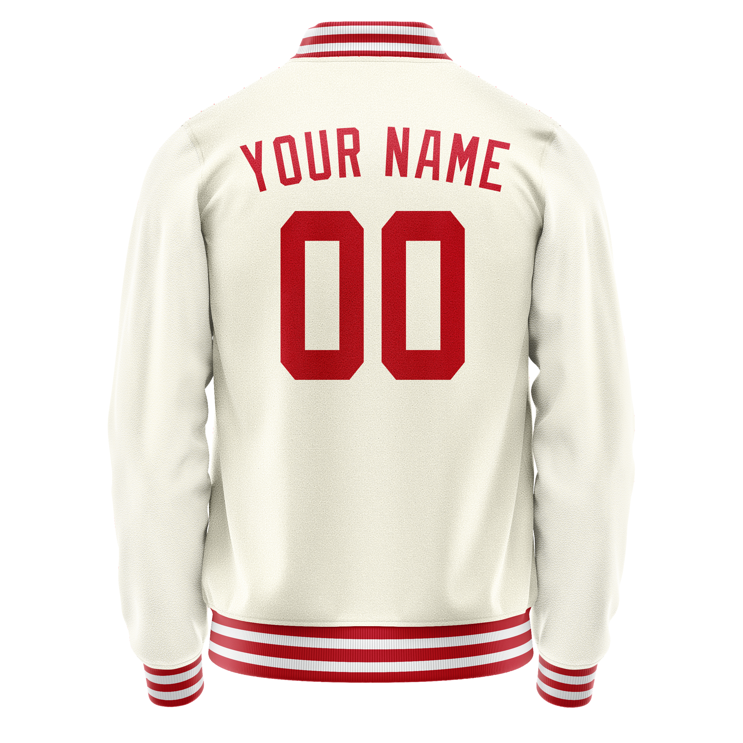 Custom Cream Red Solid Color Varsity Letterman Jacket JA02240617JC110