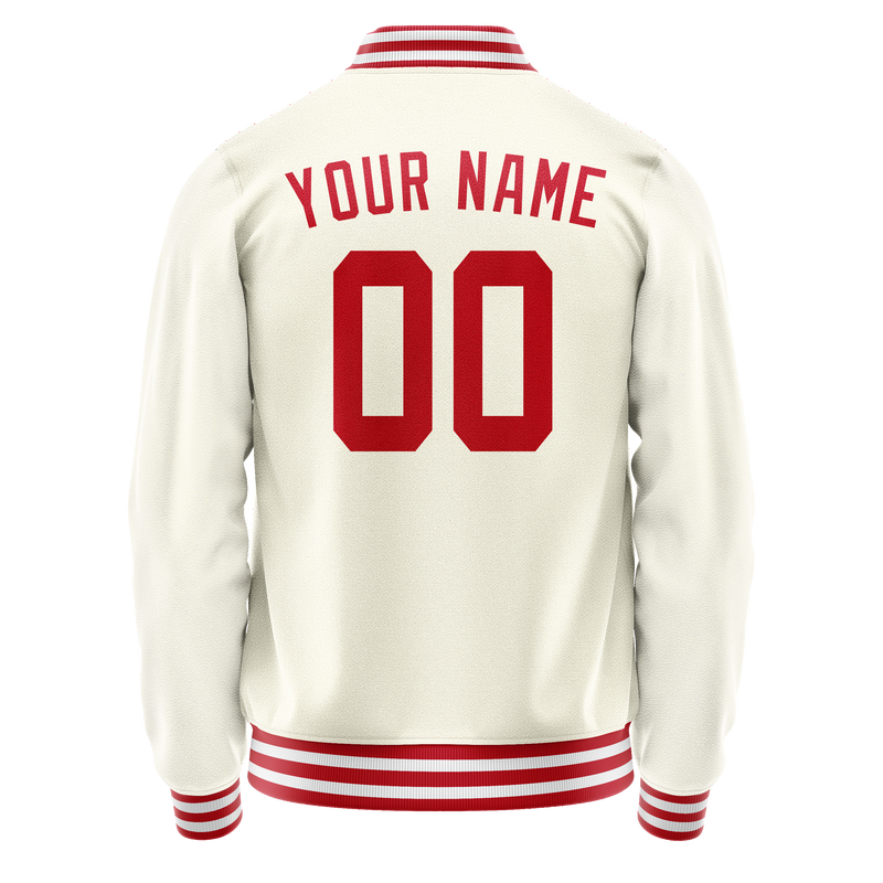 Custom Cream Red Solid Color Varsity Letterman Jacket JA02240617JC110