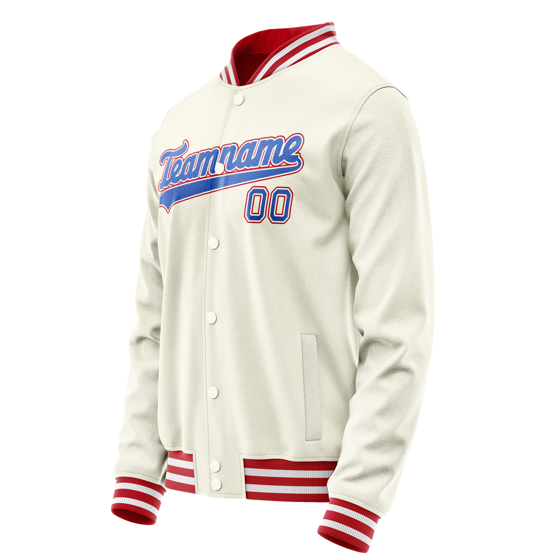 Custom Cream Red Solid Color Varsity Letterman Jacket JA02240617JC110