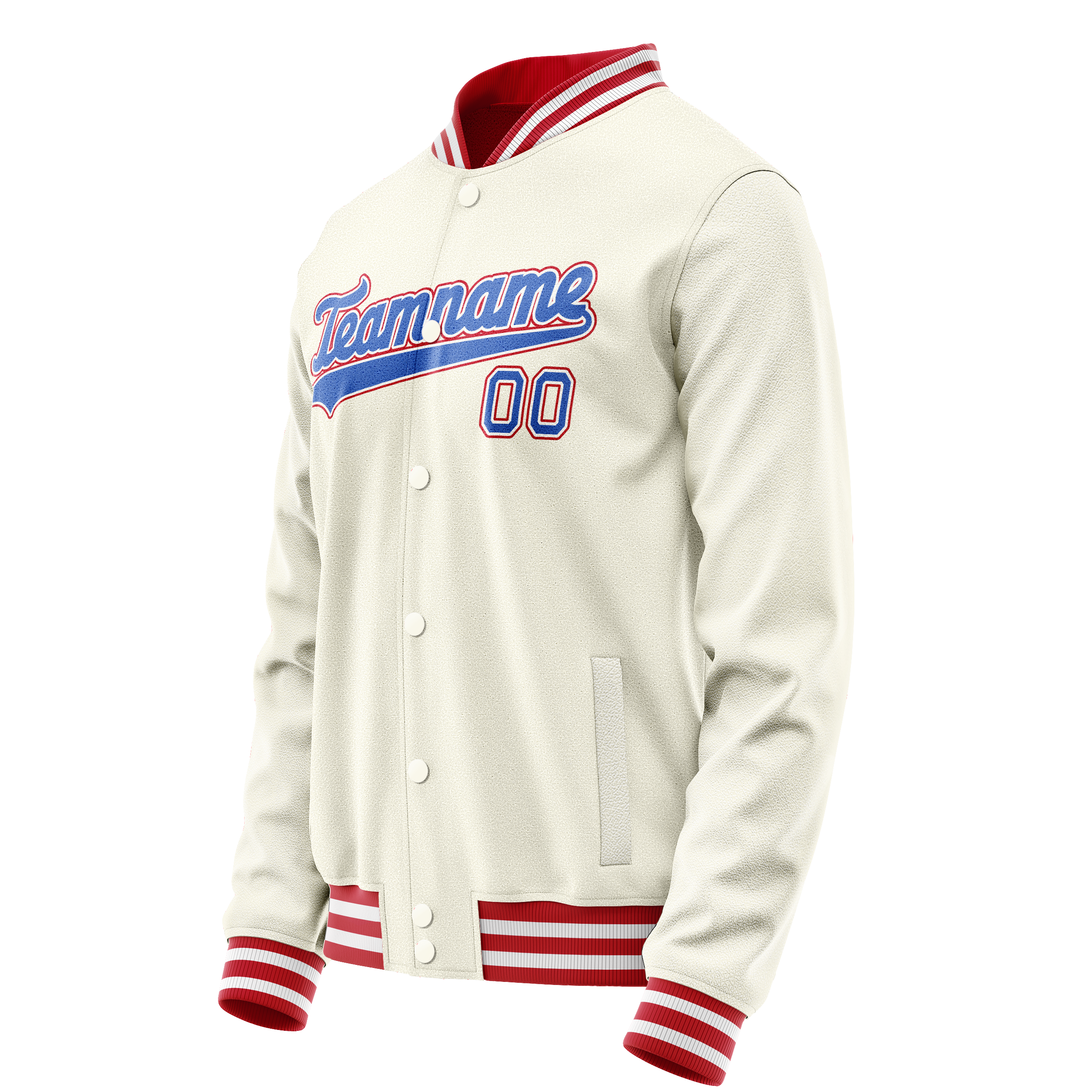 Custom Cream Red Solid Color Varsity Letterman Jacket JA02240617JC110