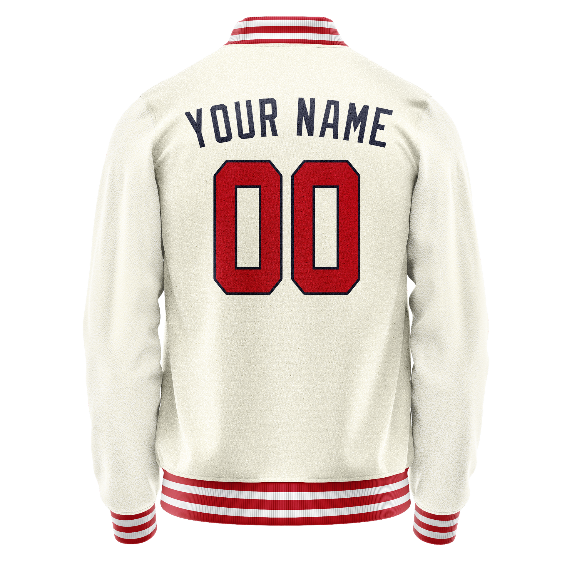Custom Cream Red Solid Color Varsity Letterman Jacket JA02240617JC116