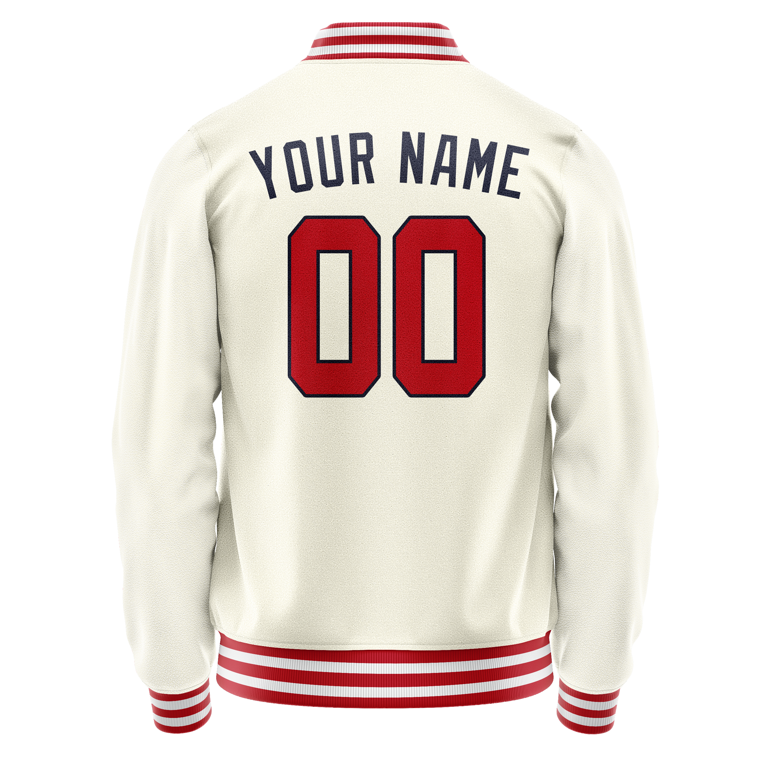 Custom Cream Red Solid Color Varsity Letterman Jacket JA02240617JC116