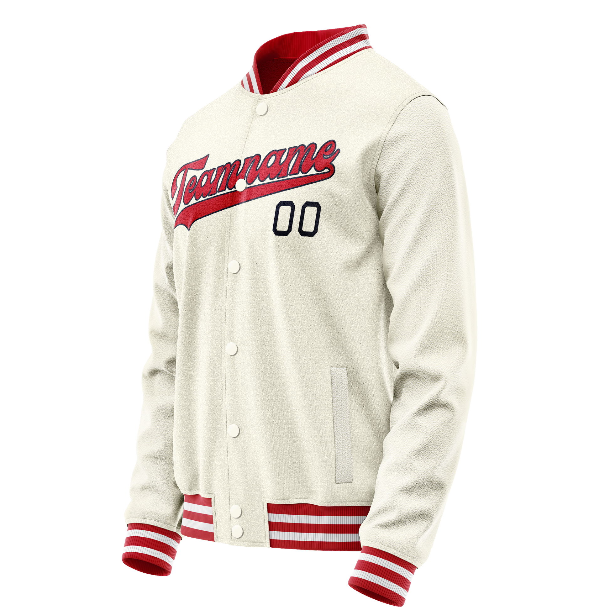 Custom Cream Red Solid Color Varsity Letterman Jacket JA02240617JC116
