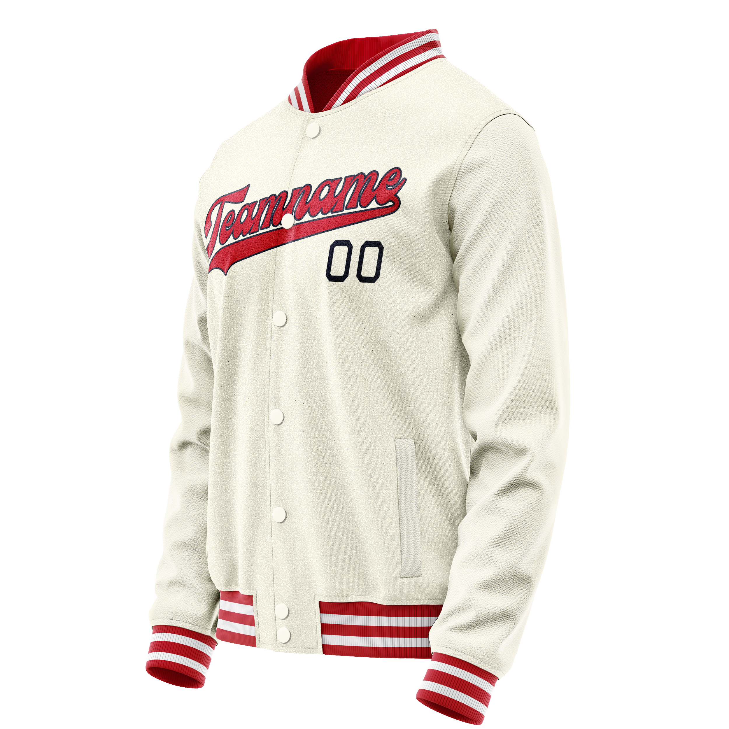 Custom Cream Red Solid Color Varsity Letterman Jacket JA02240617JC116