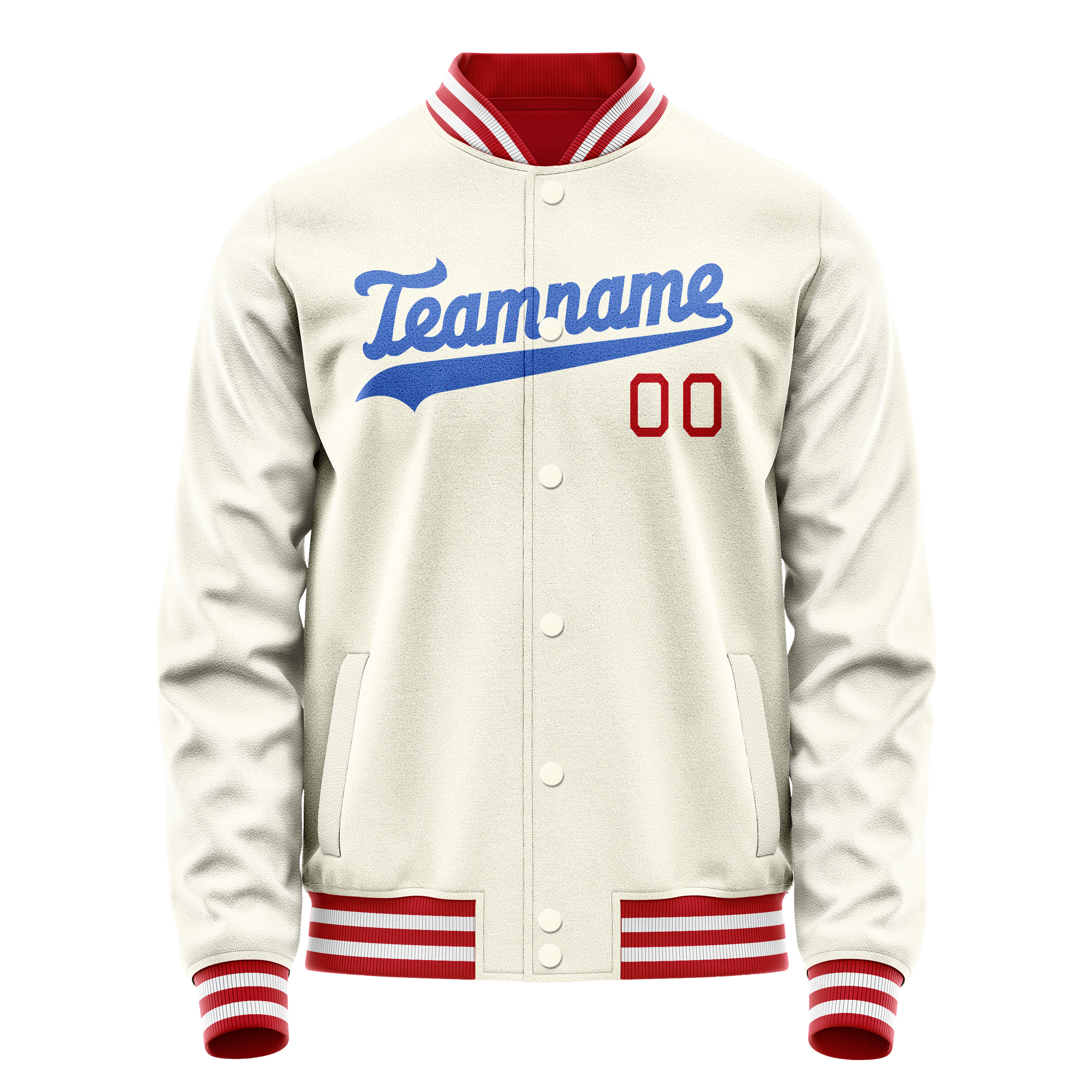 Custom Cream Royal Solid Color Varsity Letterman Jacket JA02240617JC115