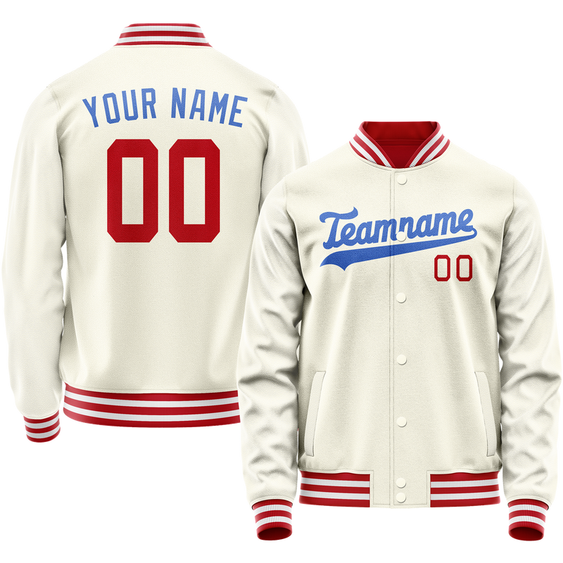 Custom Cream Royal Solid Color Varsity Letterman Jacket JA02240617JC115