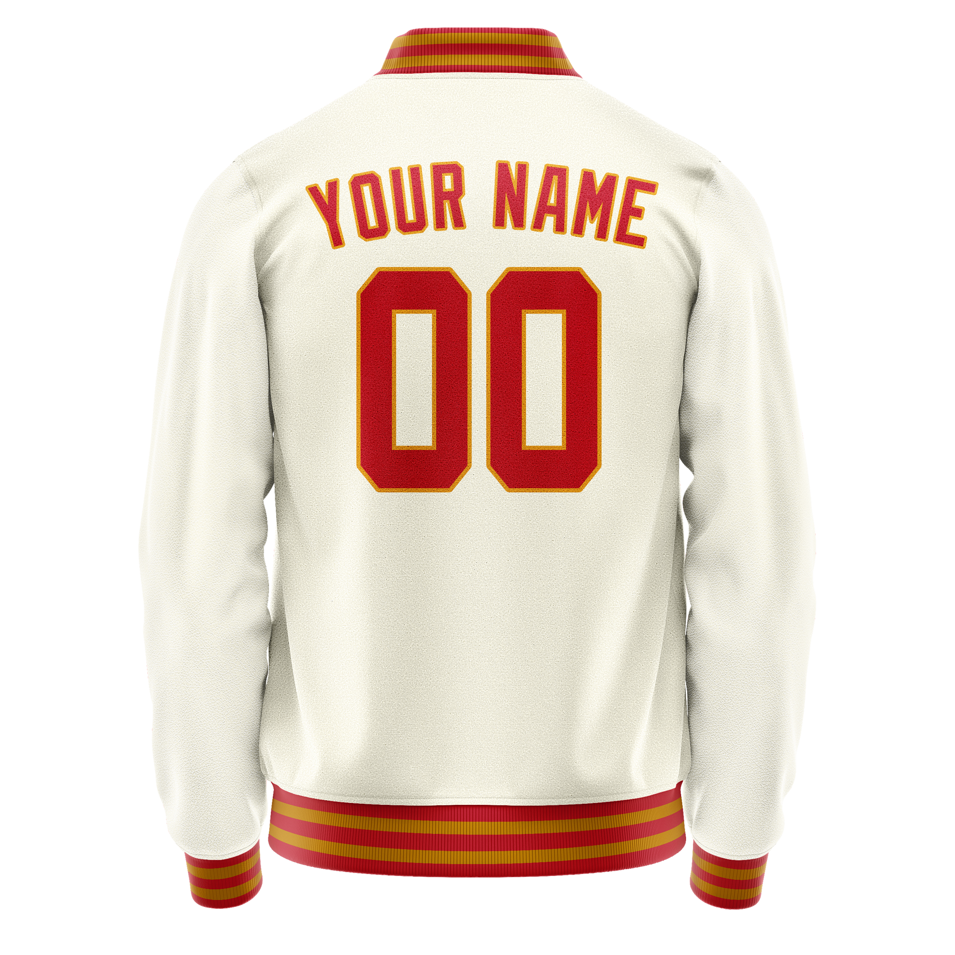 Custom Cream Orange Solid Color Varsity Letterman Jacket JA02240617JC101