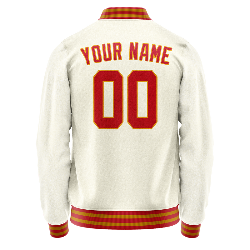 Custom Cream Orange Solid Color Varsity Letterman Jacket JA02240617JC101