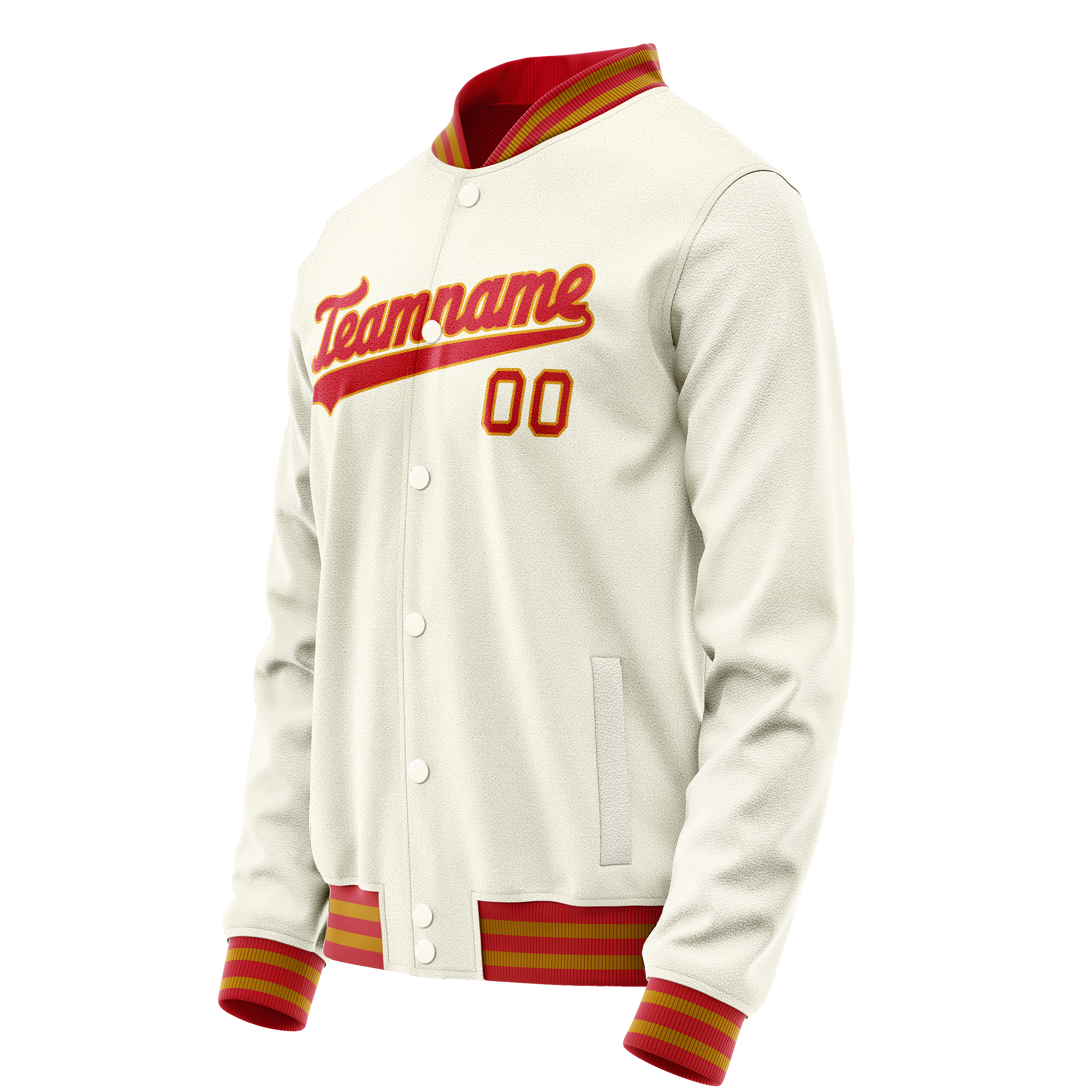 Custom Cream Orange Solid Color Varsity Letterman Jacket JA02240617JC101