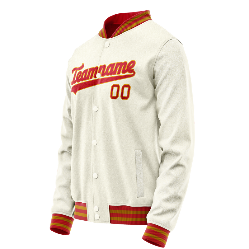 Custom Cream Orange Solid Color Varsity Letterman Jacket JA02240617JC101