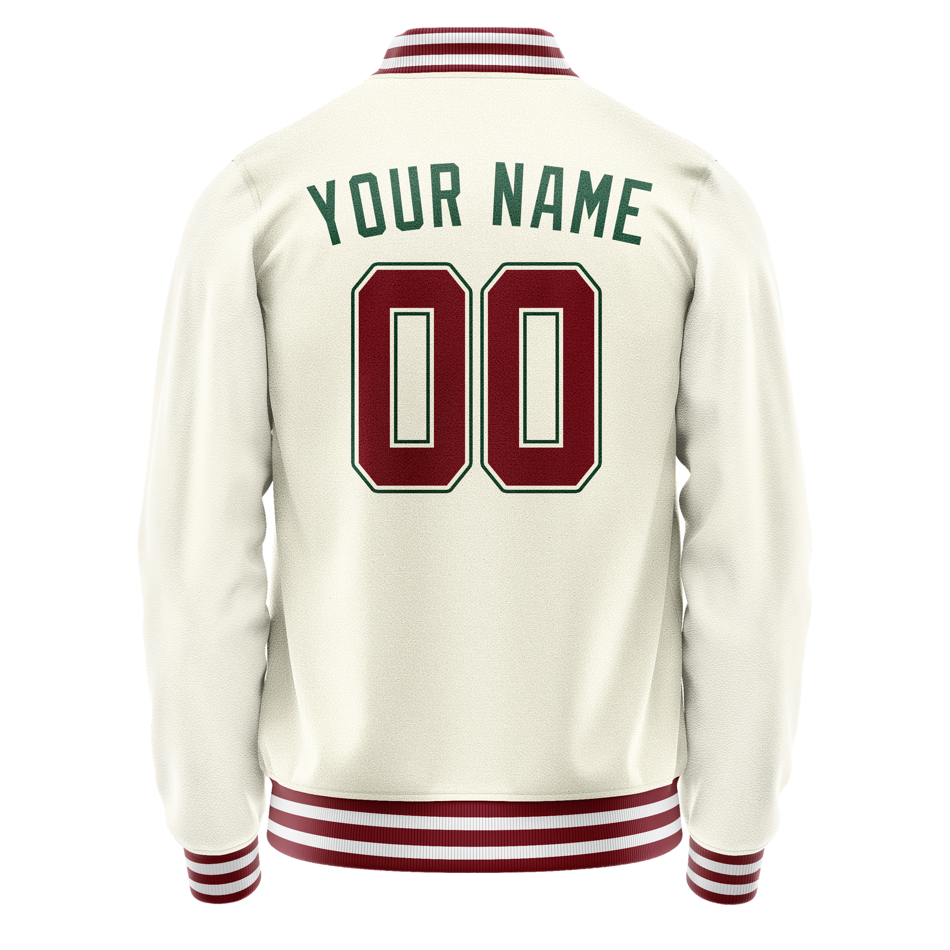 Custom Cream Kelly-Green Solid Color Varsity Letterman Jacket JA02240617JC090