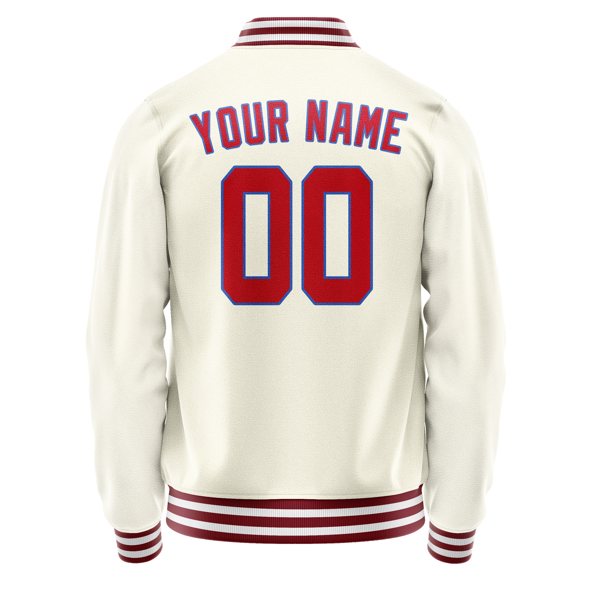 Custom Cream Red Solid Color Varsity Letterman Jacket JA02240617JC103