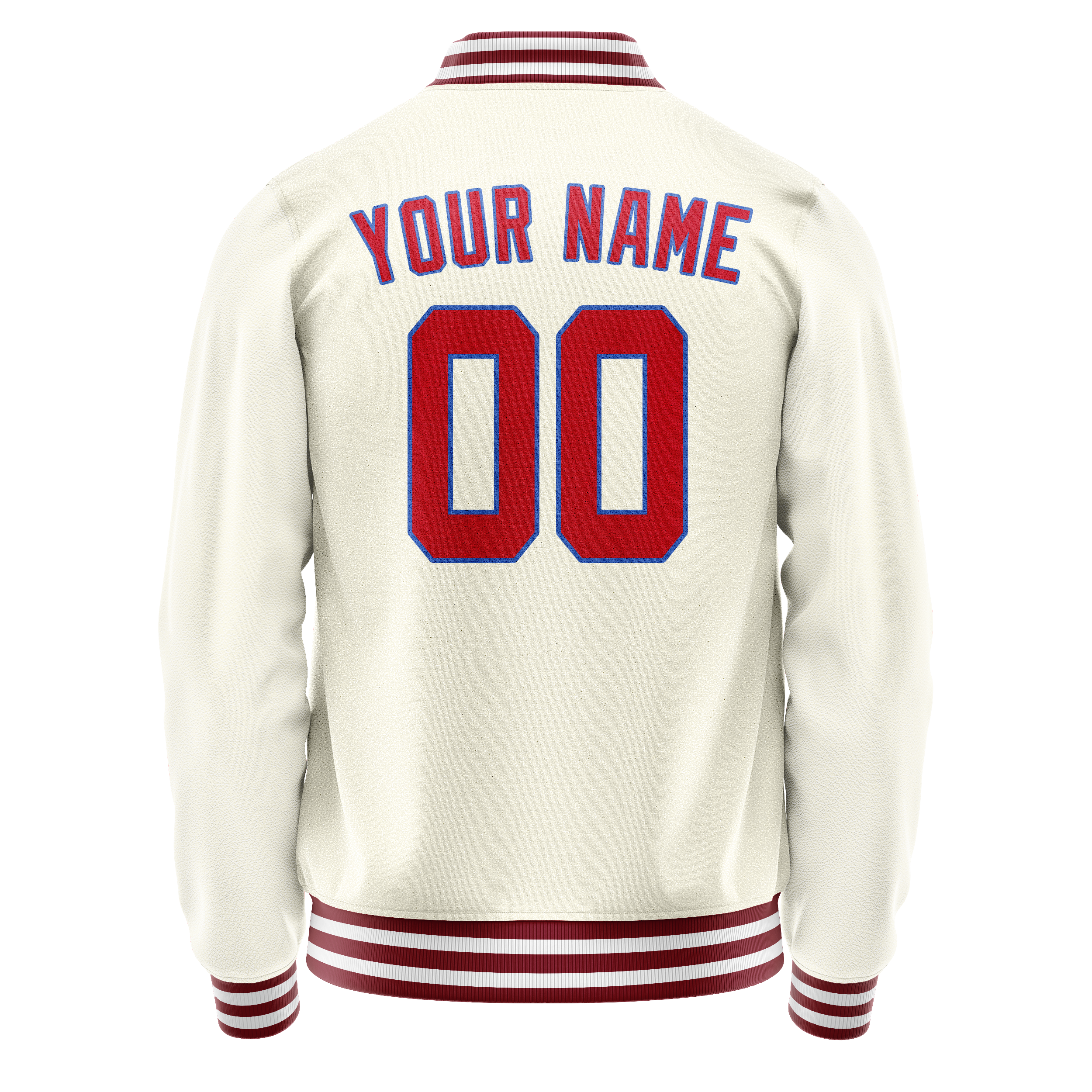 Custom Cream Red Solid Color Varsity Letterman Jacket JA02240617JC103