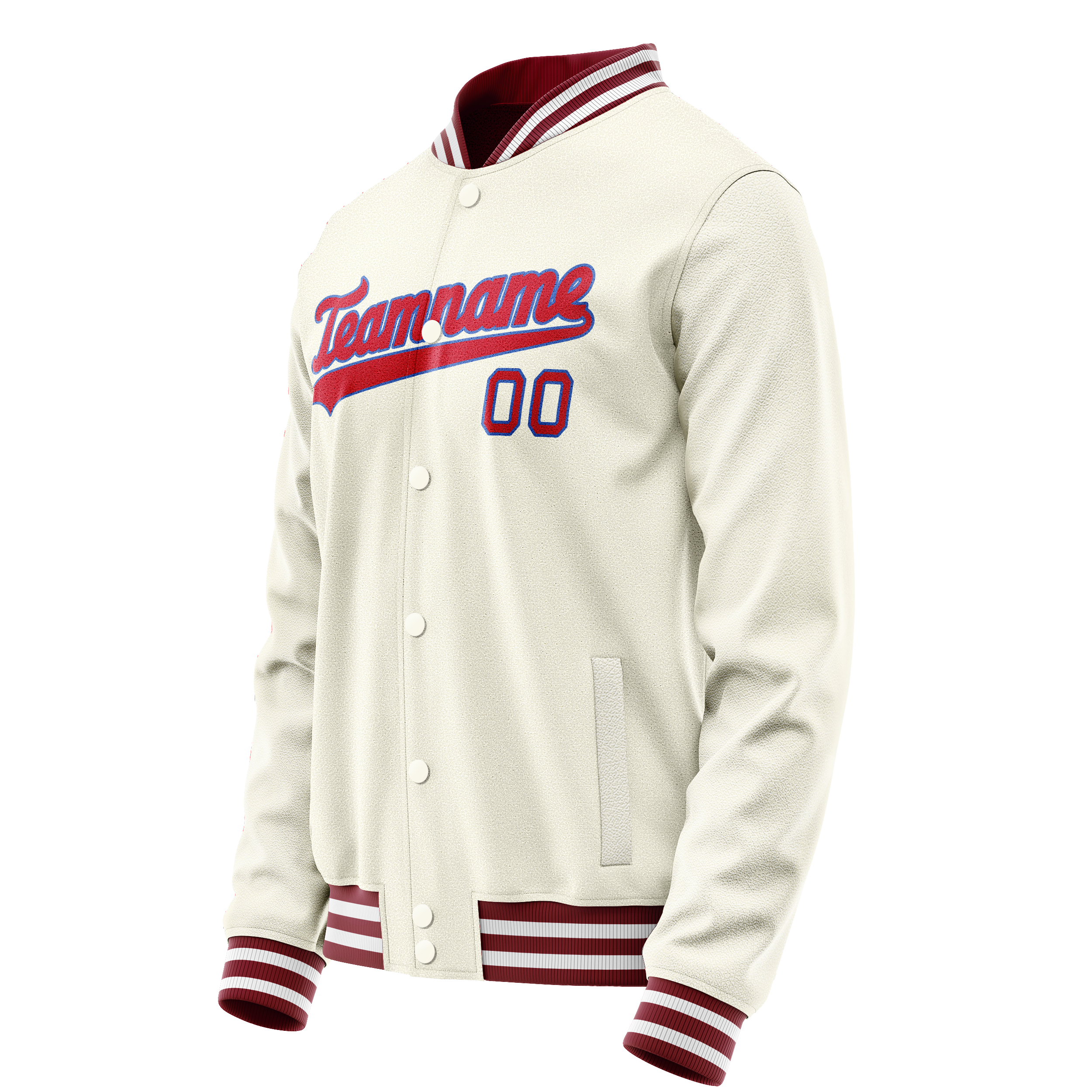 Custom Cream Red Solid Color Varsity Letterman Jacket JA02240617JC103