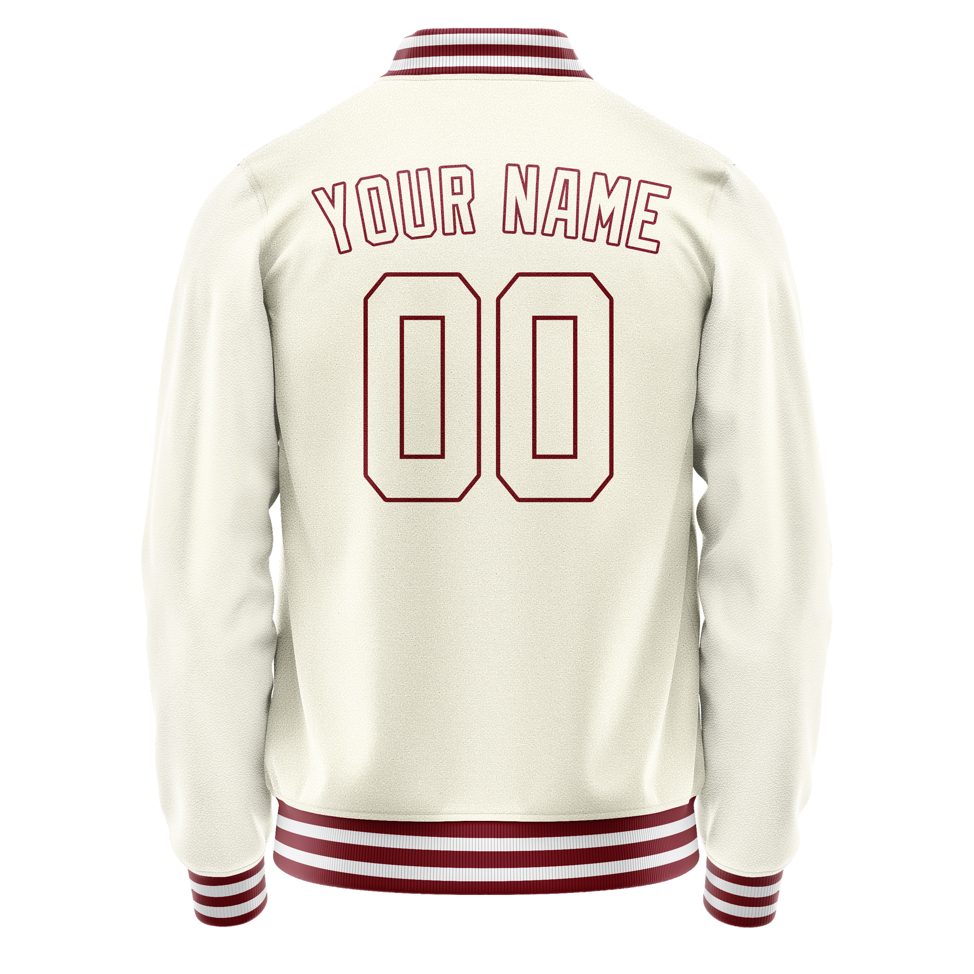 Custom Cream Crimson Solid Color Varsity Letterman Jacket JA02240617JC114