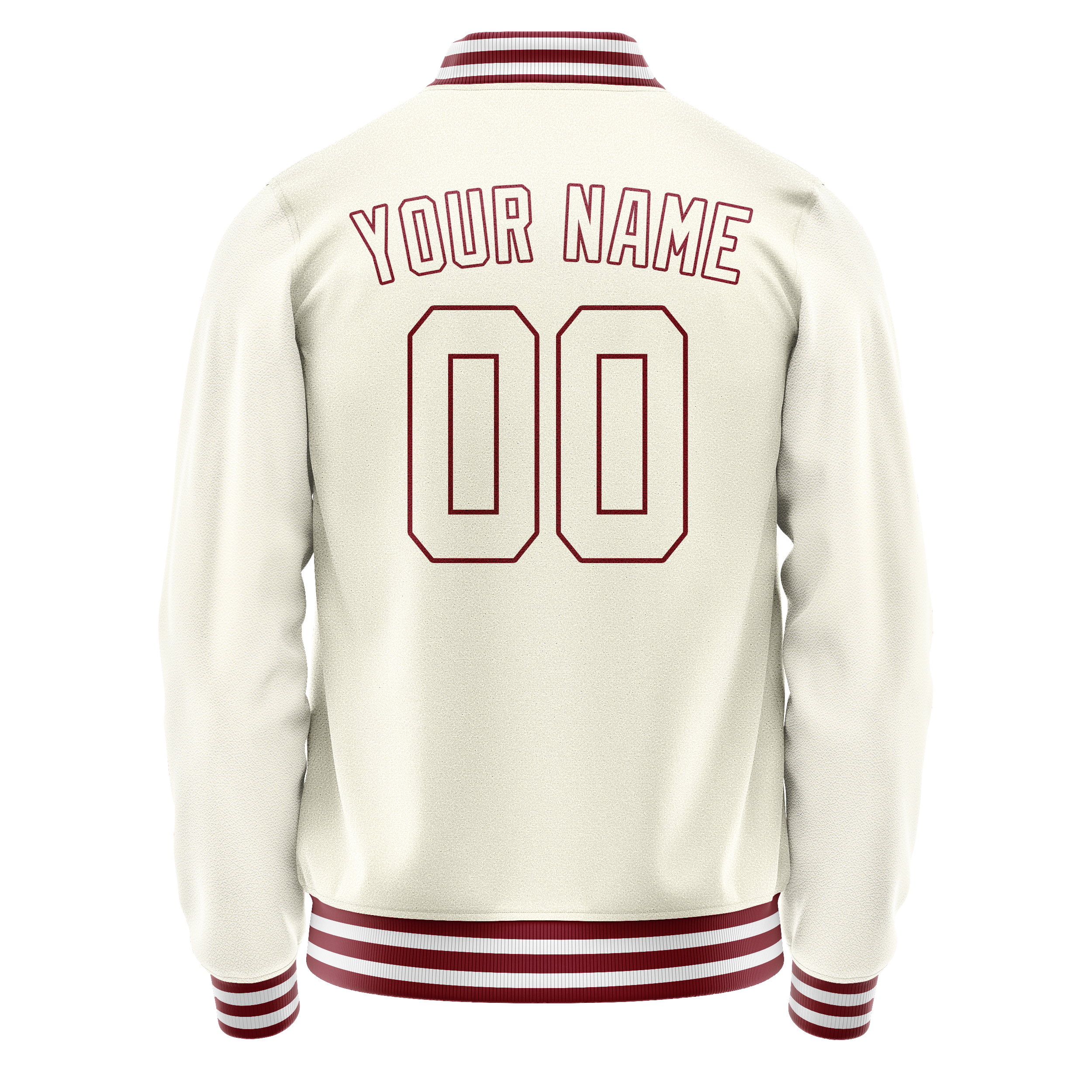 Custom Cream Crimson Solid Color Varsity Letterman Jacket JA02240617JC114