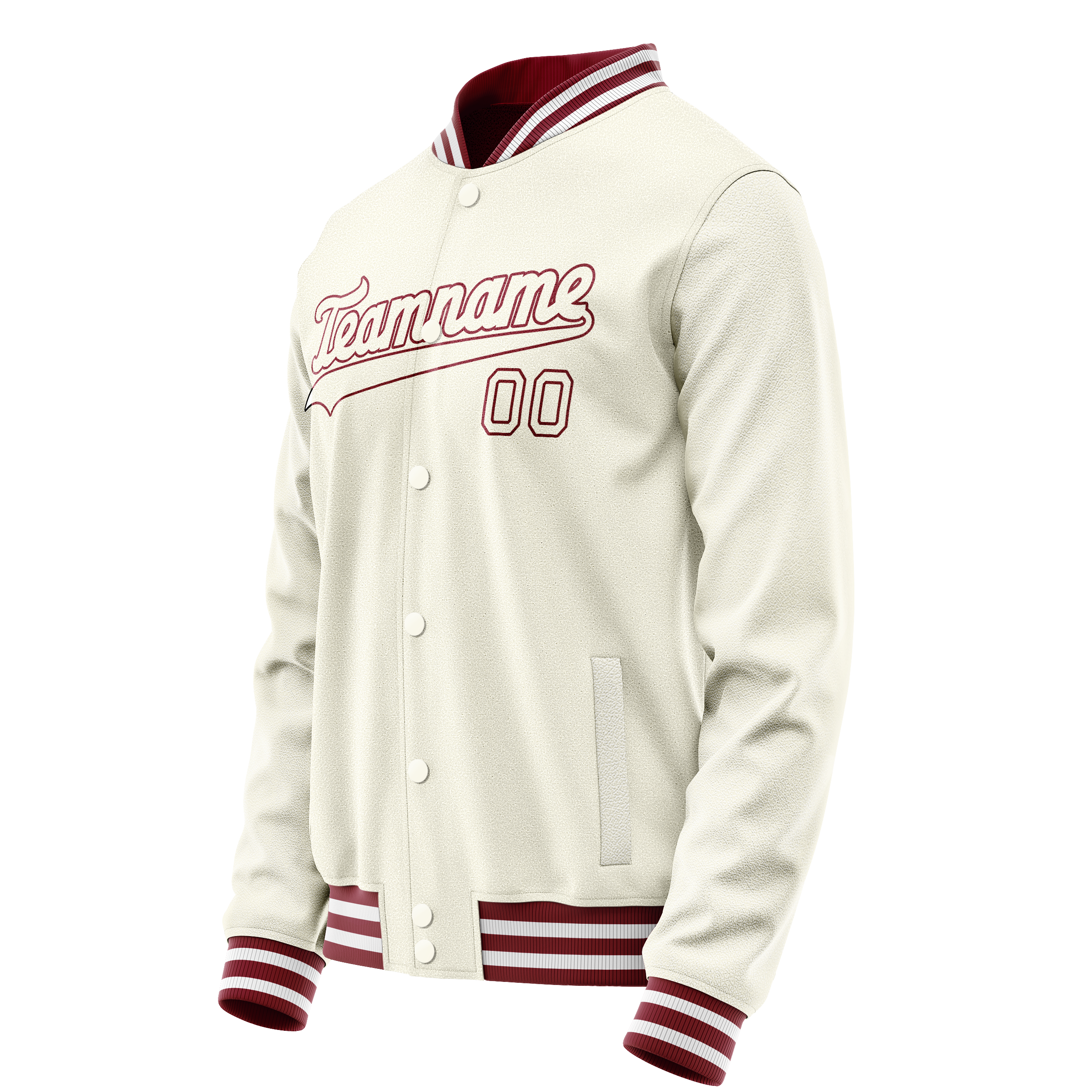 Custom Cream Crimson Solid Color Varsity Letterman Jacket JA02240617JC114