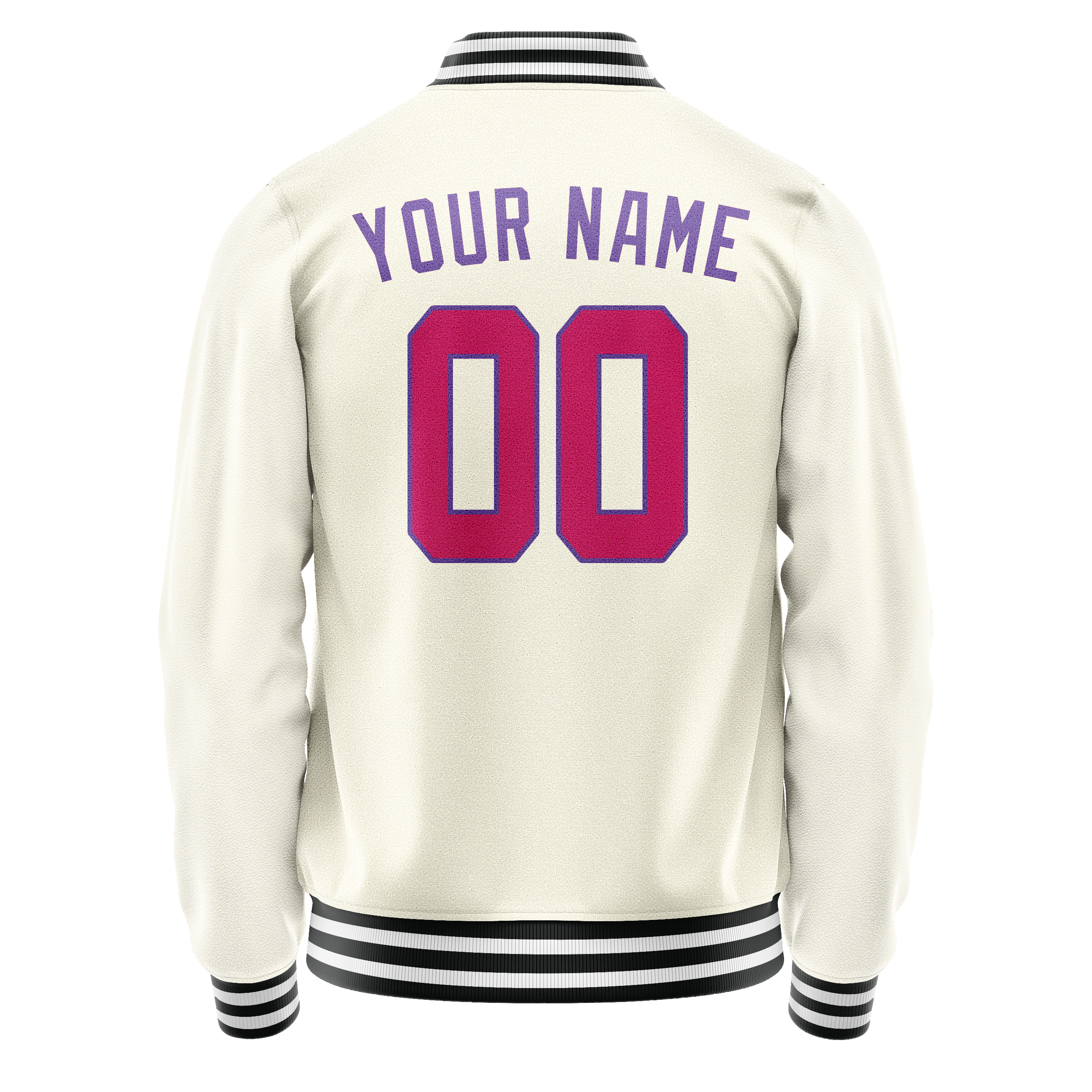 Custom Cream Purple Solid Color Varsity Letterman Jacket JA02240617JC104