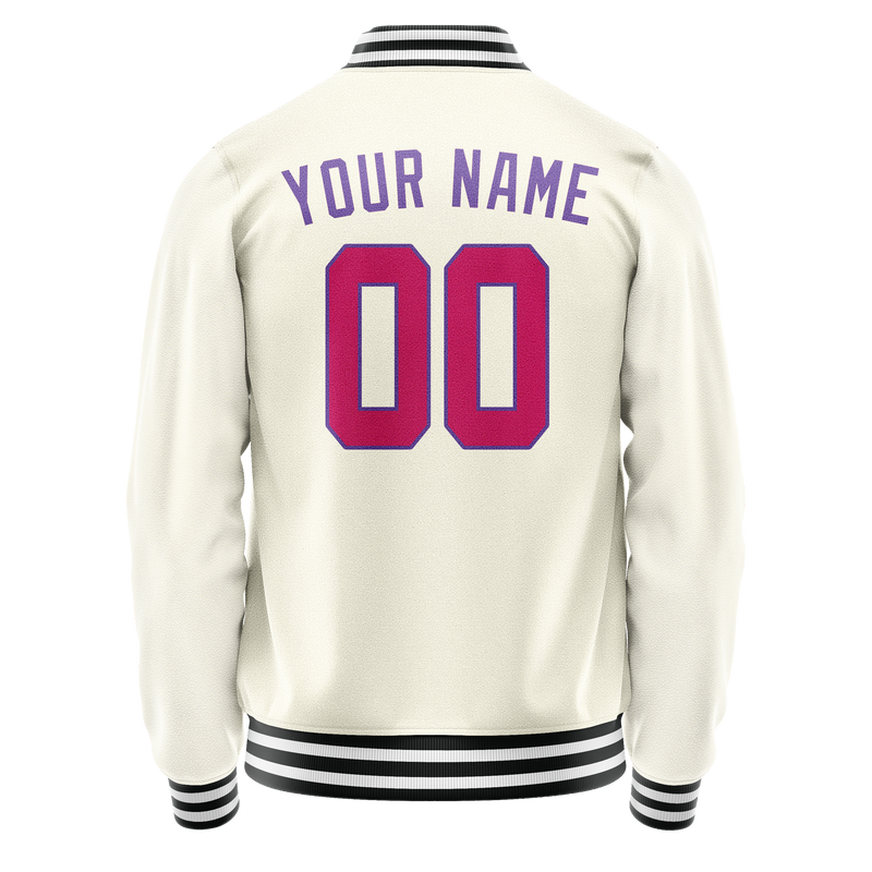 Custom Cream Purple Solid Color Varsity Letterman Jacket JA02240617JC104