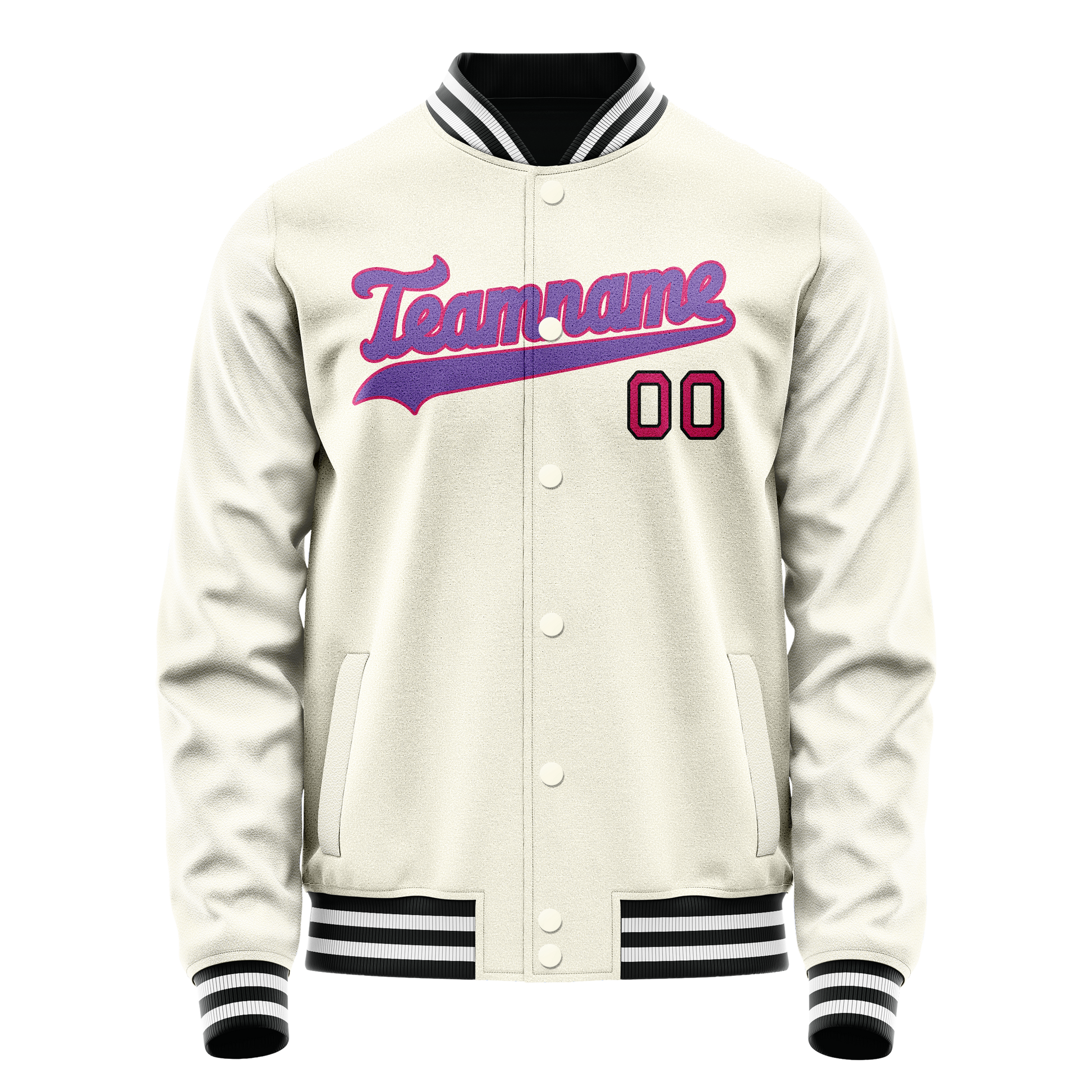 Custom Cream Purple Solid Color Varsity Letterman Jacket JA02240617JC104
