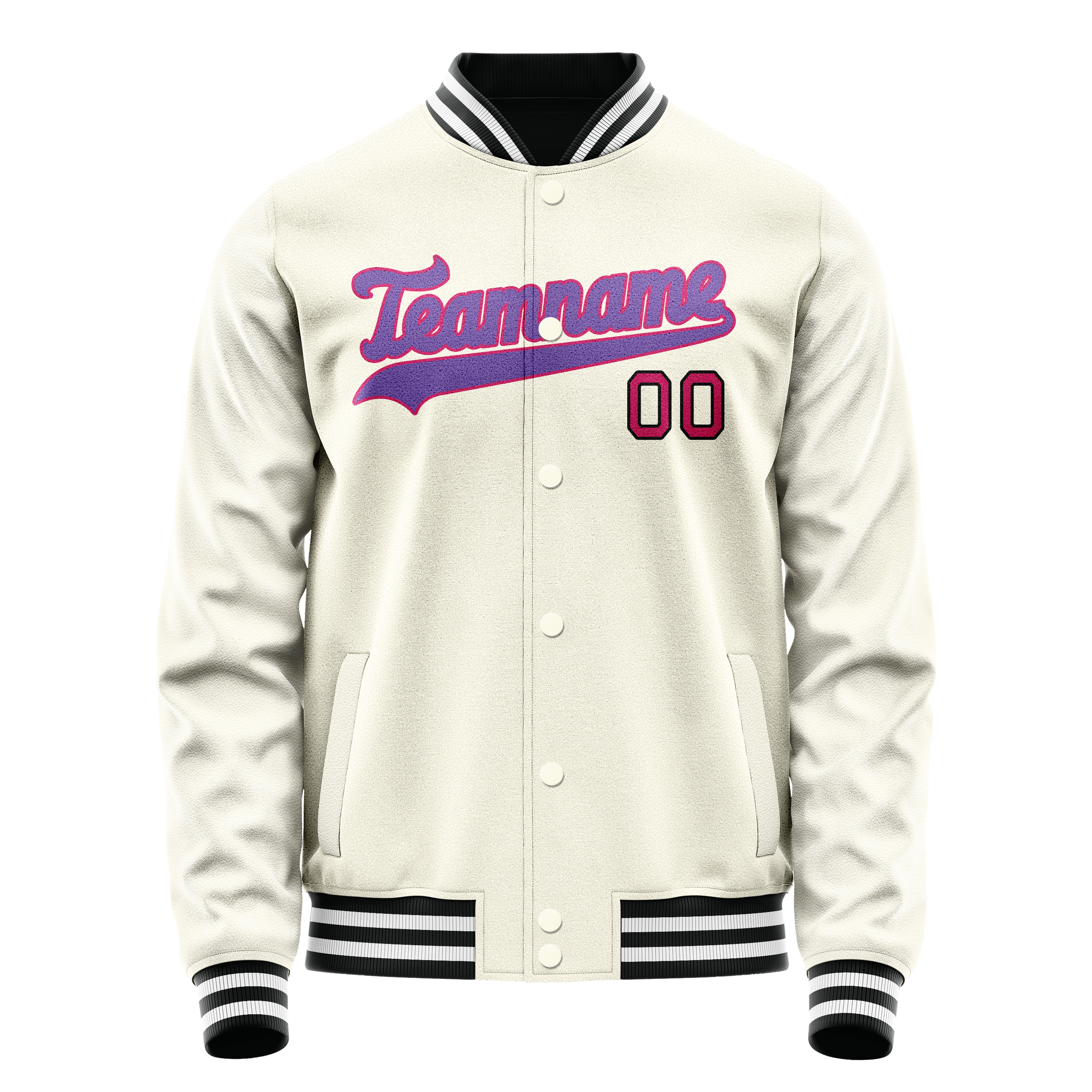 Custom Cream Purple Solid Color Varsity Letterman Jacket JA02240617JC104