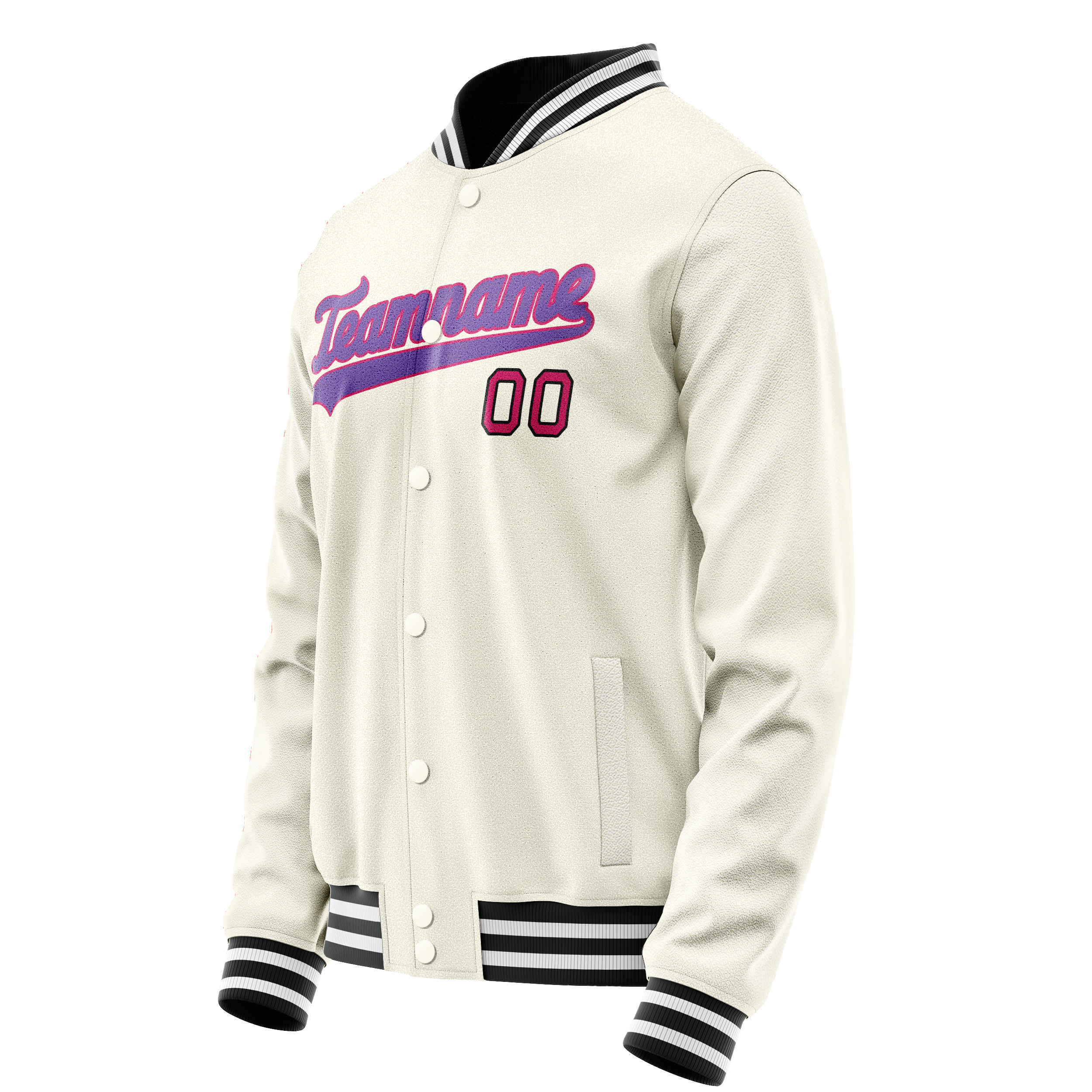 Custom Cream Purple Solid Color Varsity Letterman Jacket JA02240617JC104