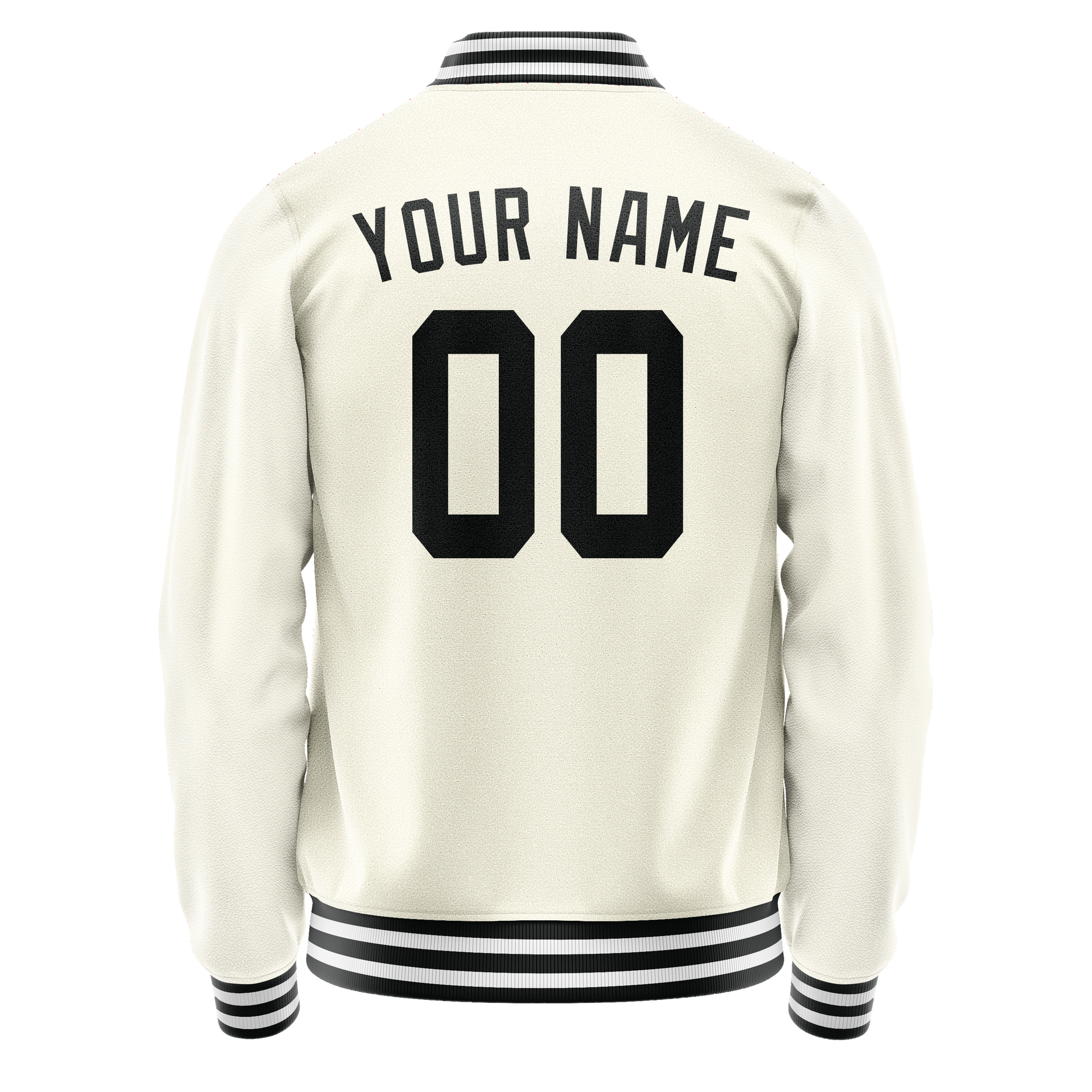 Custom Cream Black Solid Color Varsity Letterman Jacket JA02240617JC111