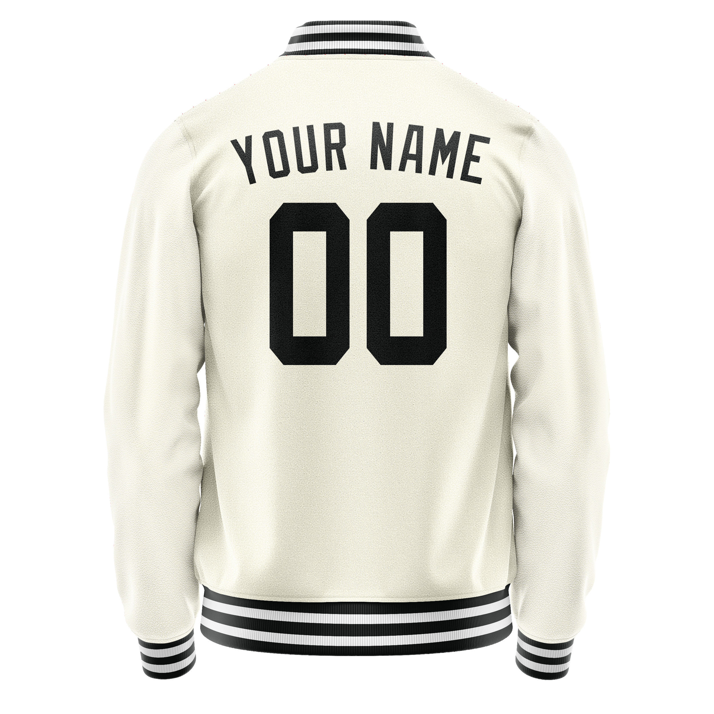 Custom Cream Black Solid Color Varsity Letterman Jacket JA02240617JC111