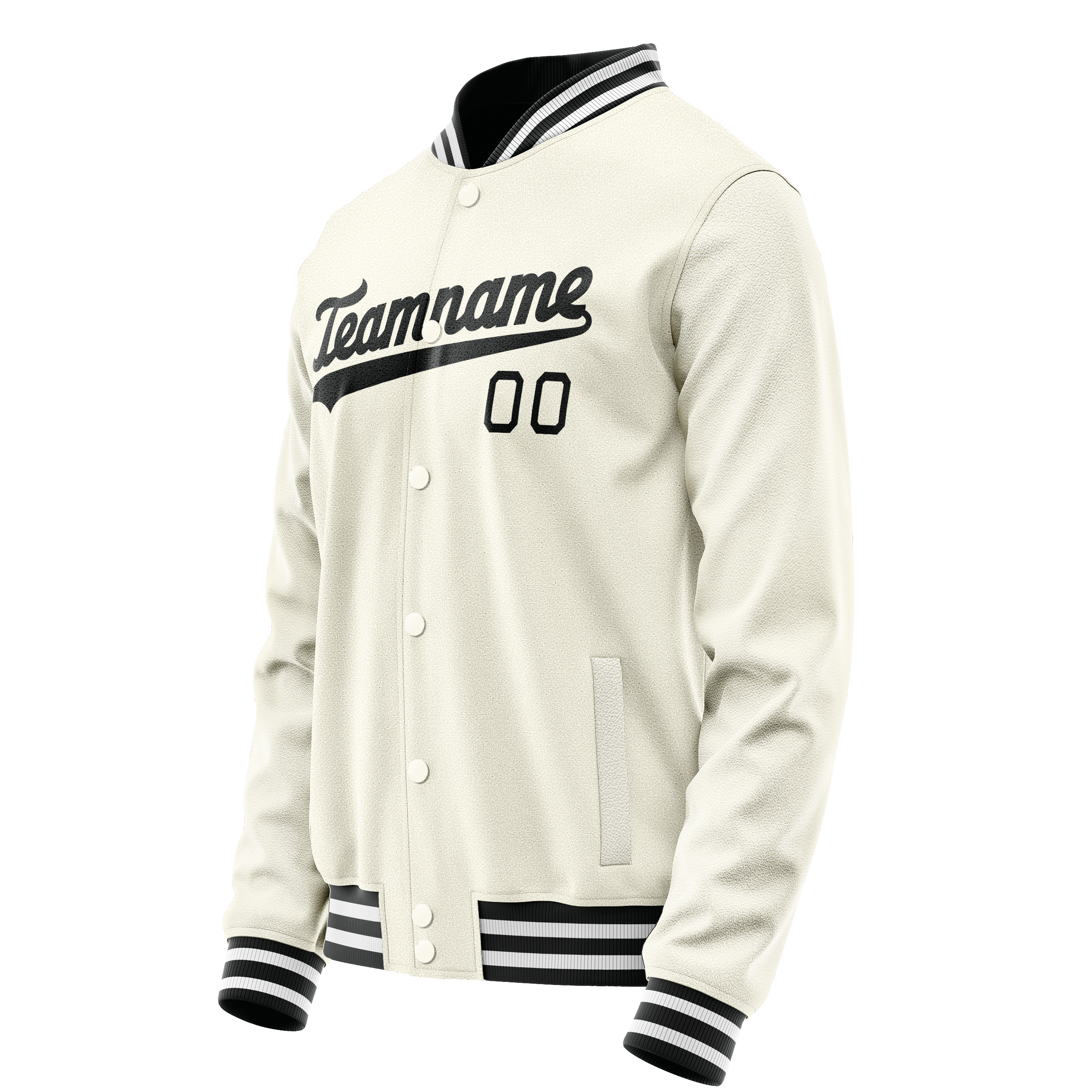 Custom Cream Black Solid Color Varsity Letterman Jacket JA02240617JC111