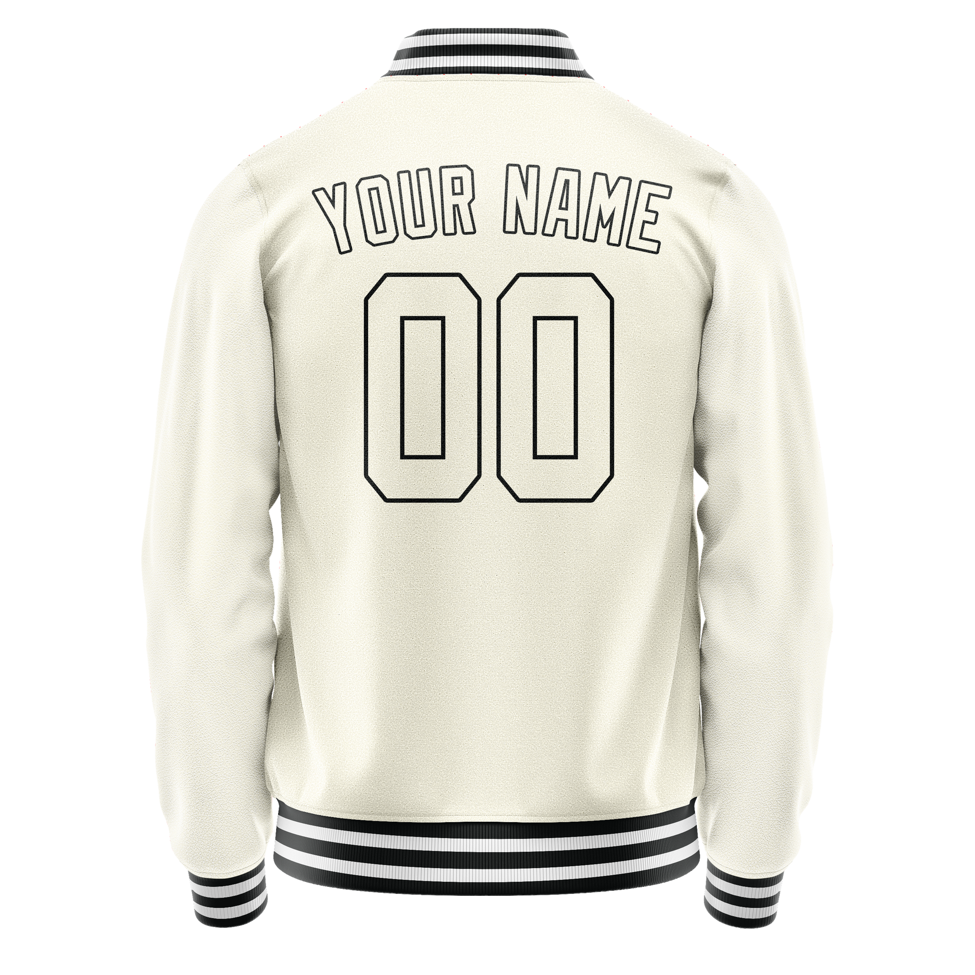 Custom Cream Black Solid Color Varsity Letterman Jacket JA02240617JC112