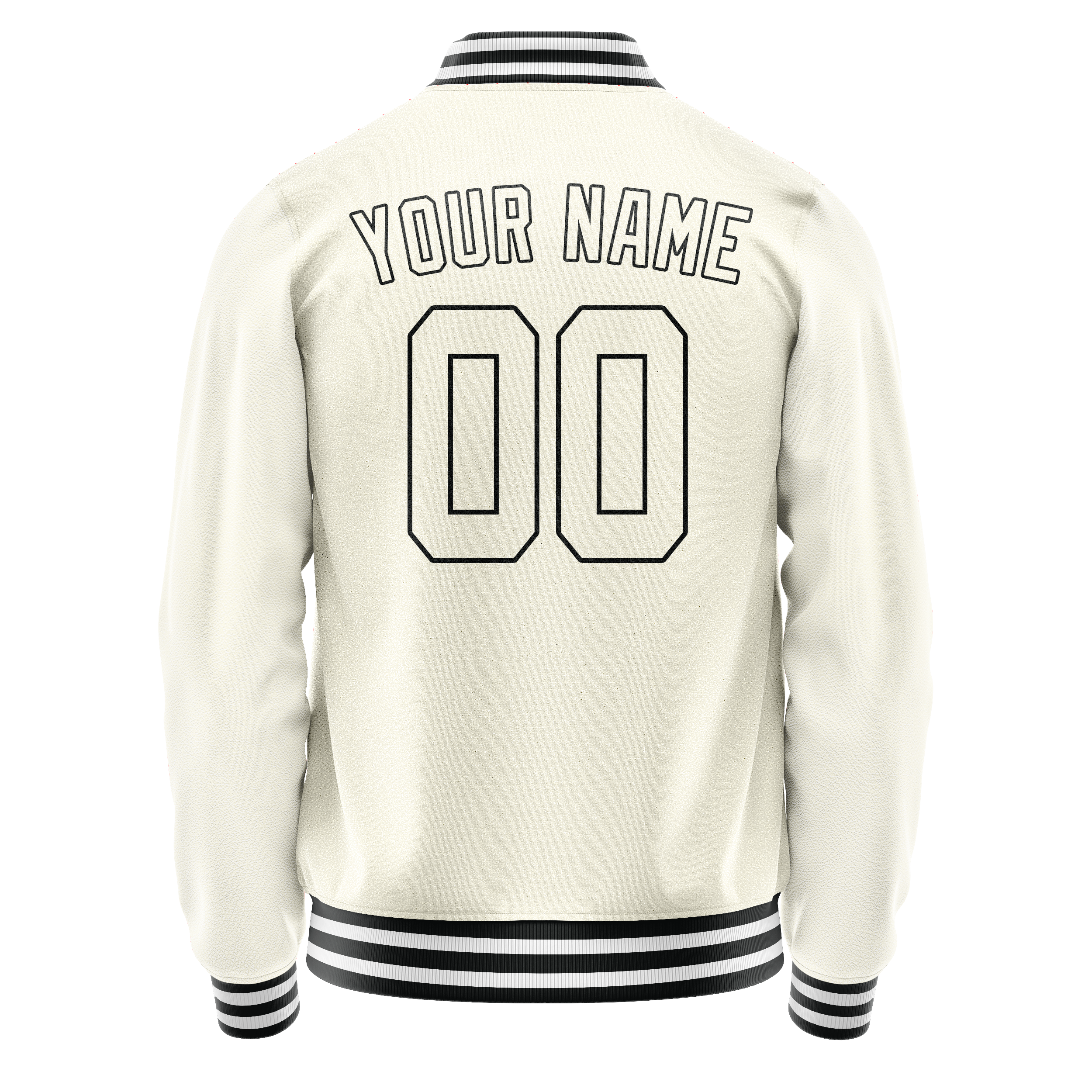 Custom Cream Black Solid Color Varsity Letterman Jacket JA02240617JC112