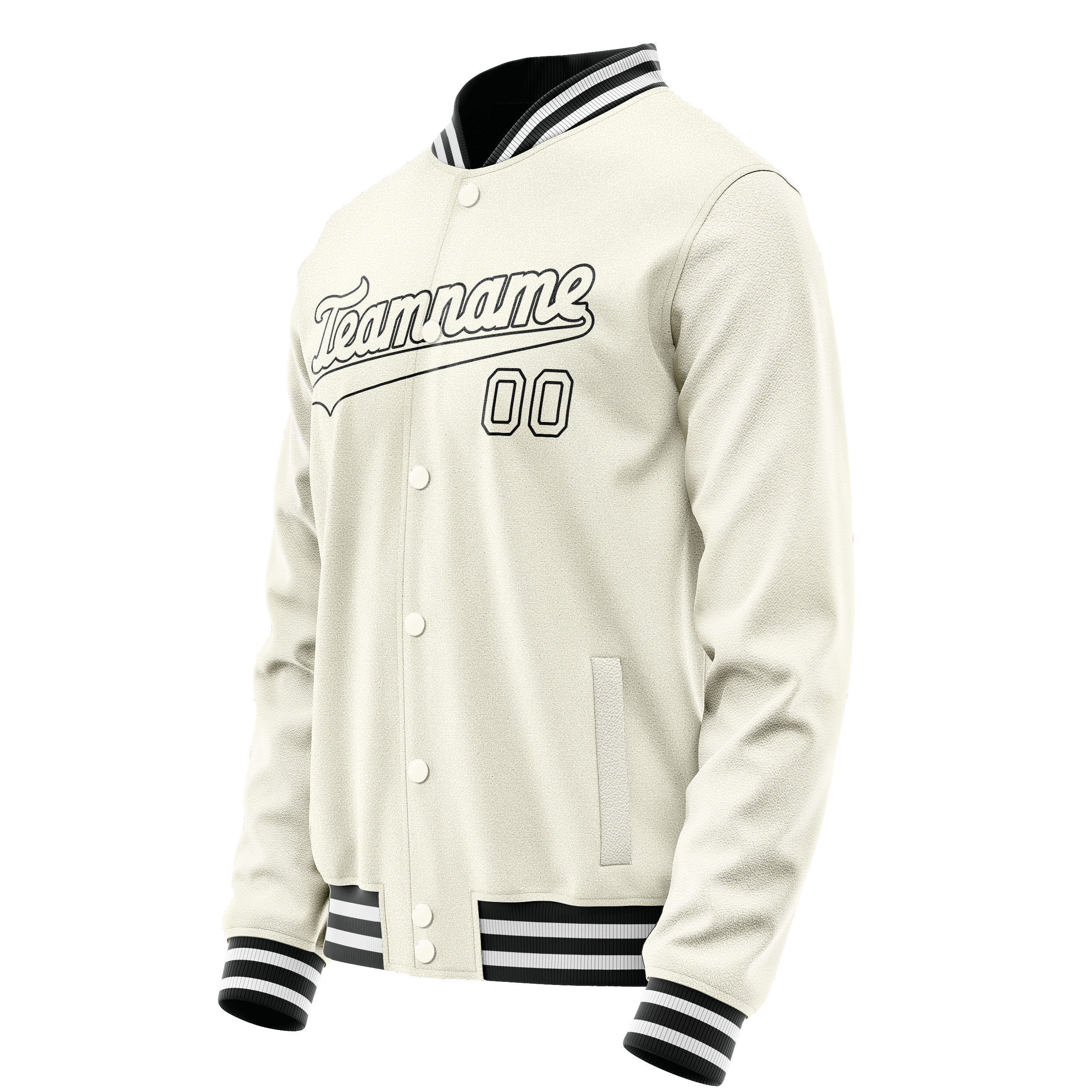 Custom Cream Black Solid Color Varsity Letterman Jacket JA02240617JC112