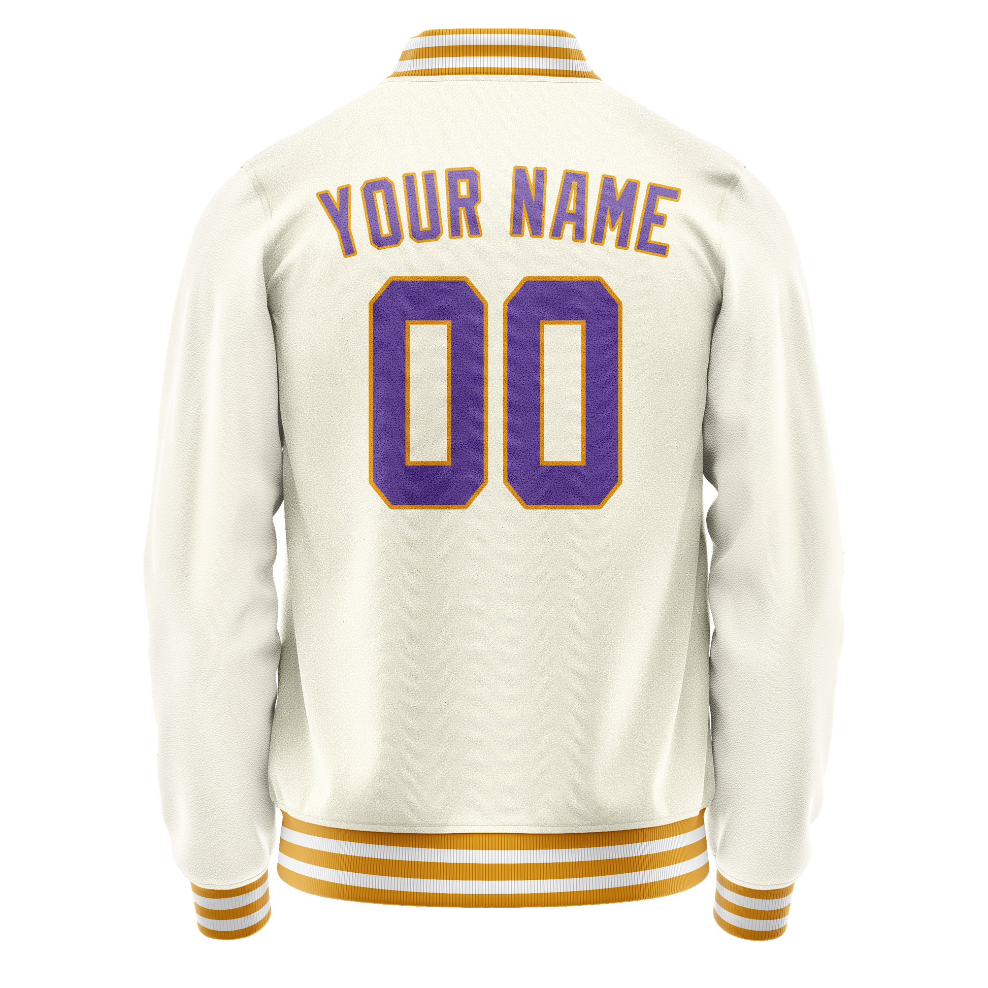 Custom Cream Purple Solid Color Varsity Letterman Jacket JA02240617JC117