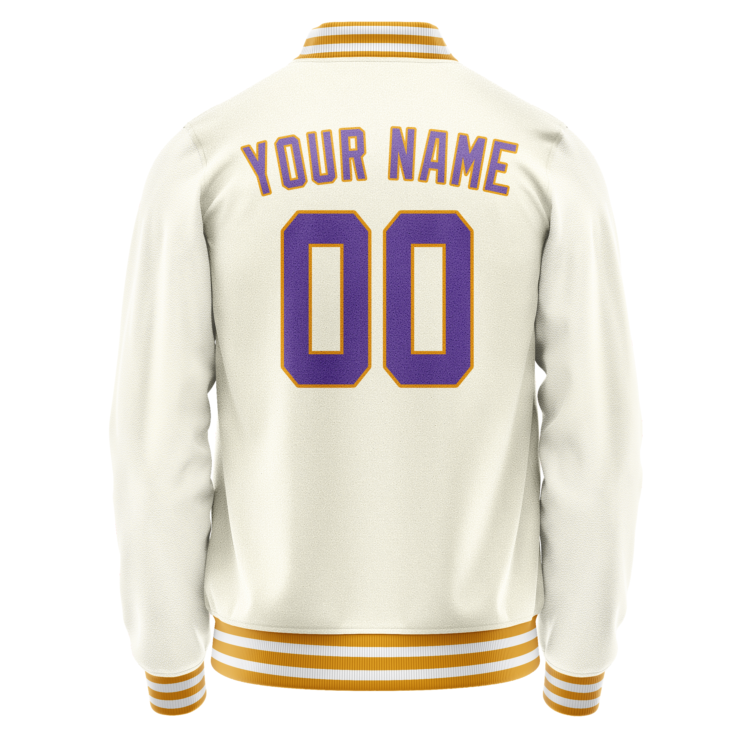 Custom Cream Purple Solid Color Varsity Letterman Jacket JA02240617JC117