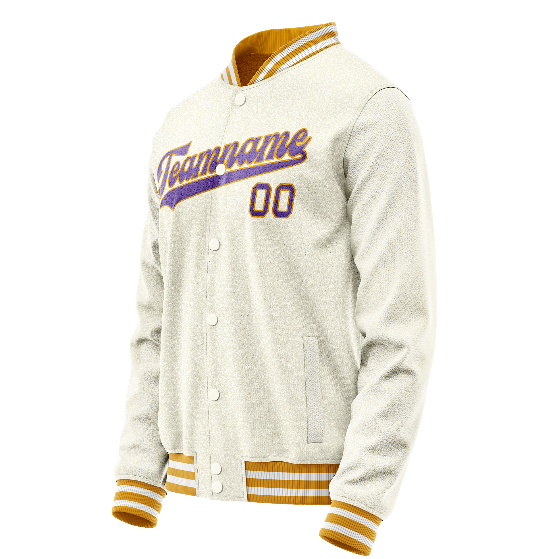 Custom Cream Purple Solid Color Varsity Letterman Jacket JA02240617JC117