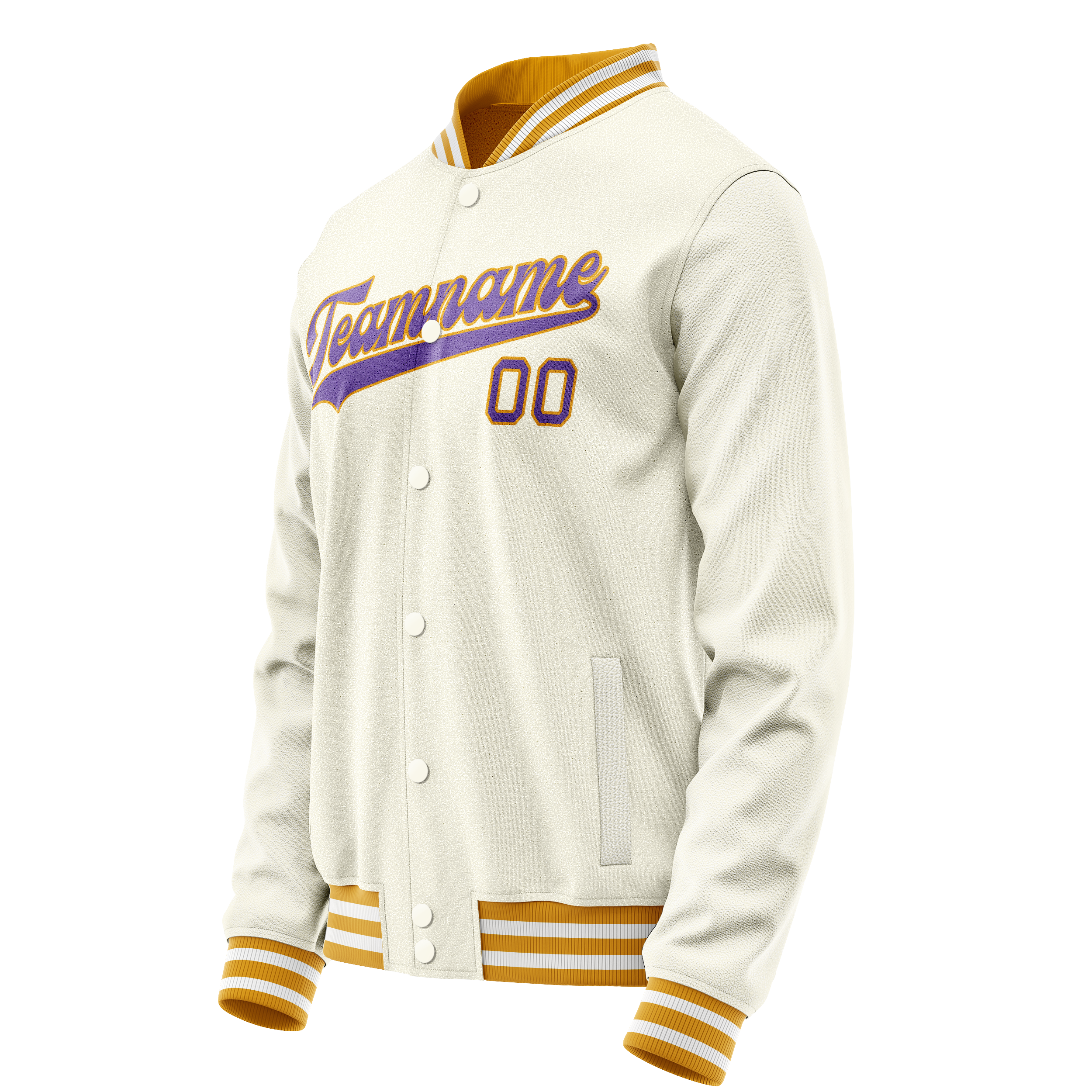 Custom Cream Purple Solid Color Varsity Letterman Jacket JA02240617JC117