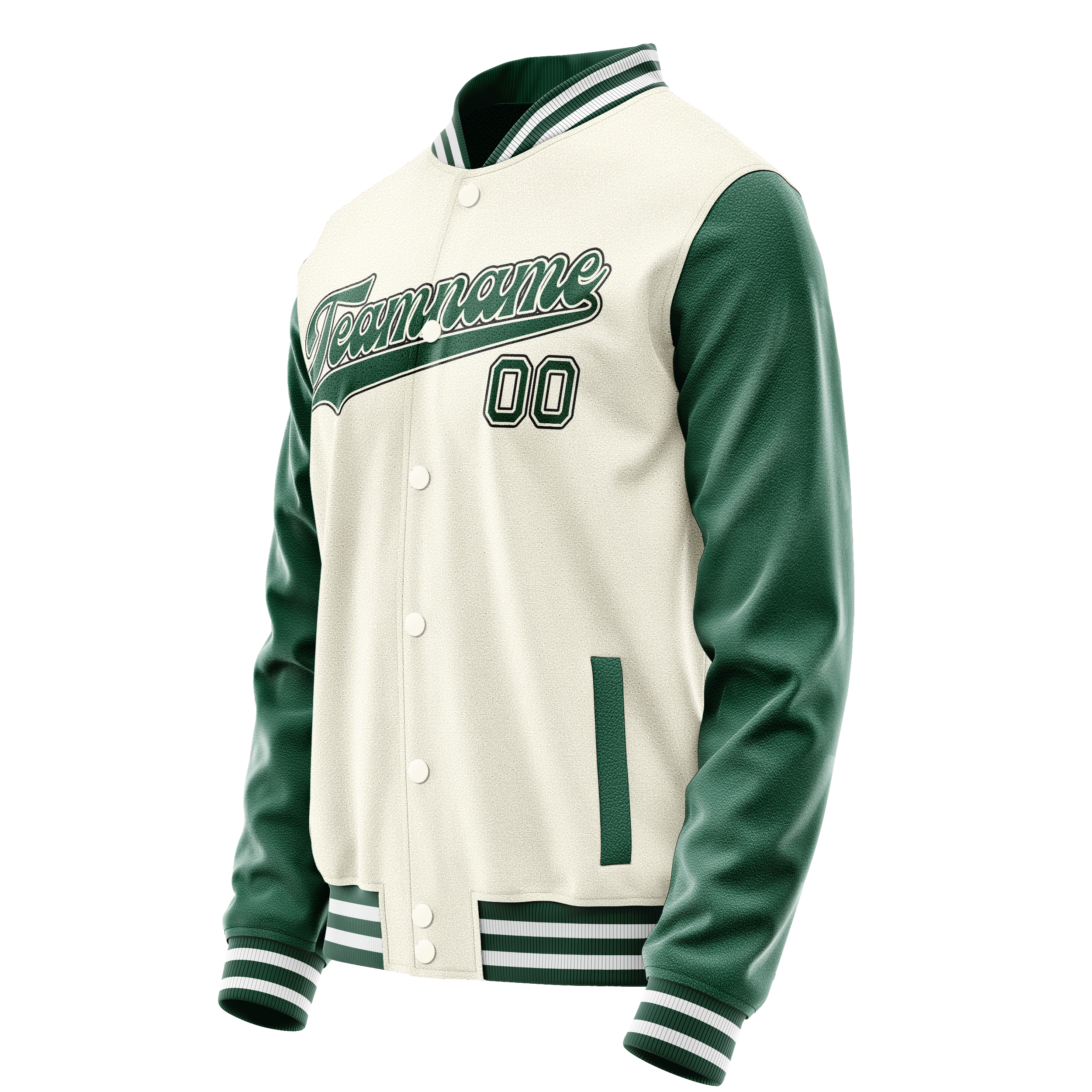 Custom Cream Kelly-Green Solid Color Varsity Letterman Jacket JA02240617JC098