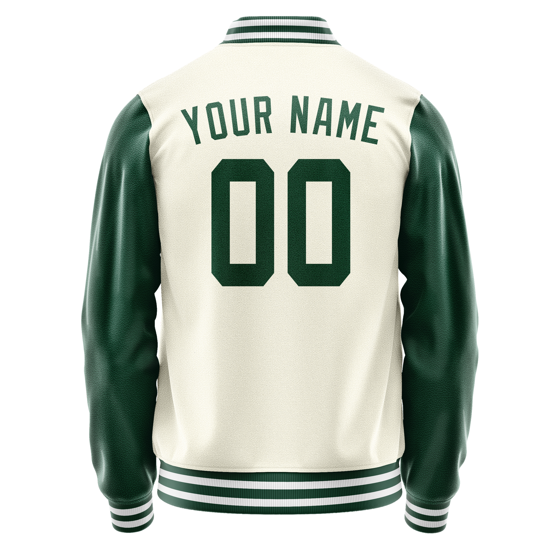 Custom Cream Kelly-Green Solid Color Varsity Letterman Jacket JA02240617JC097