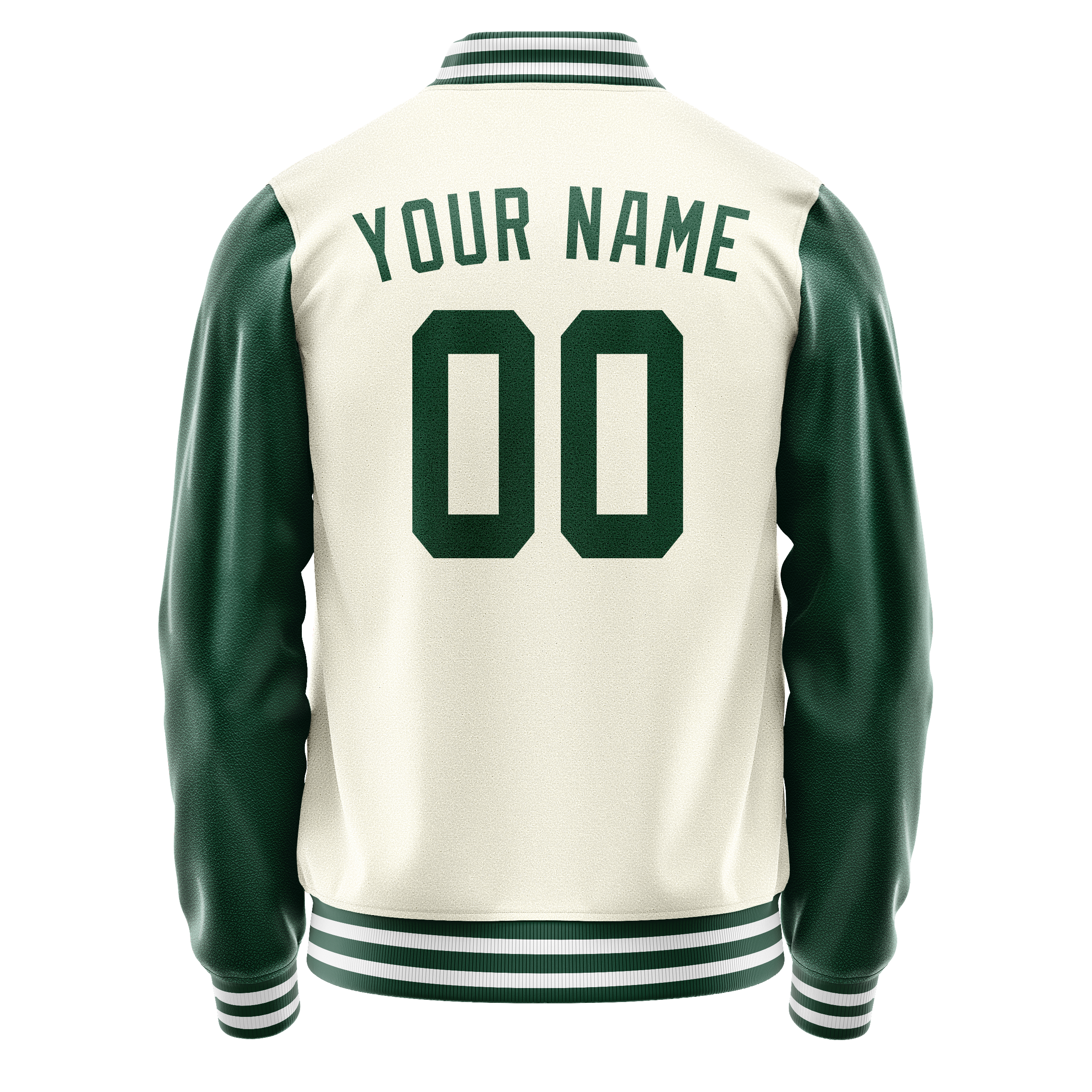 Custom Cream Kelly-Green Solid Color Varsity Letterman Jacket JA02240617JC097