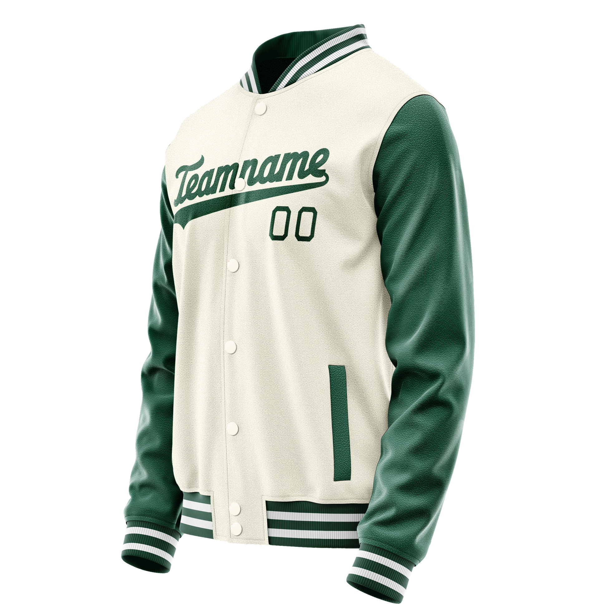 Custom Cream Kelly-Green Solid Color Varsity Letterman Jacket JA02240617JC097
