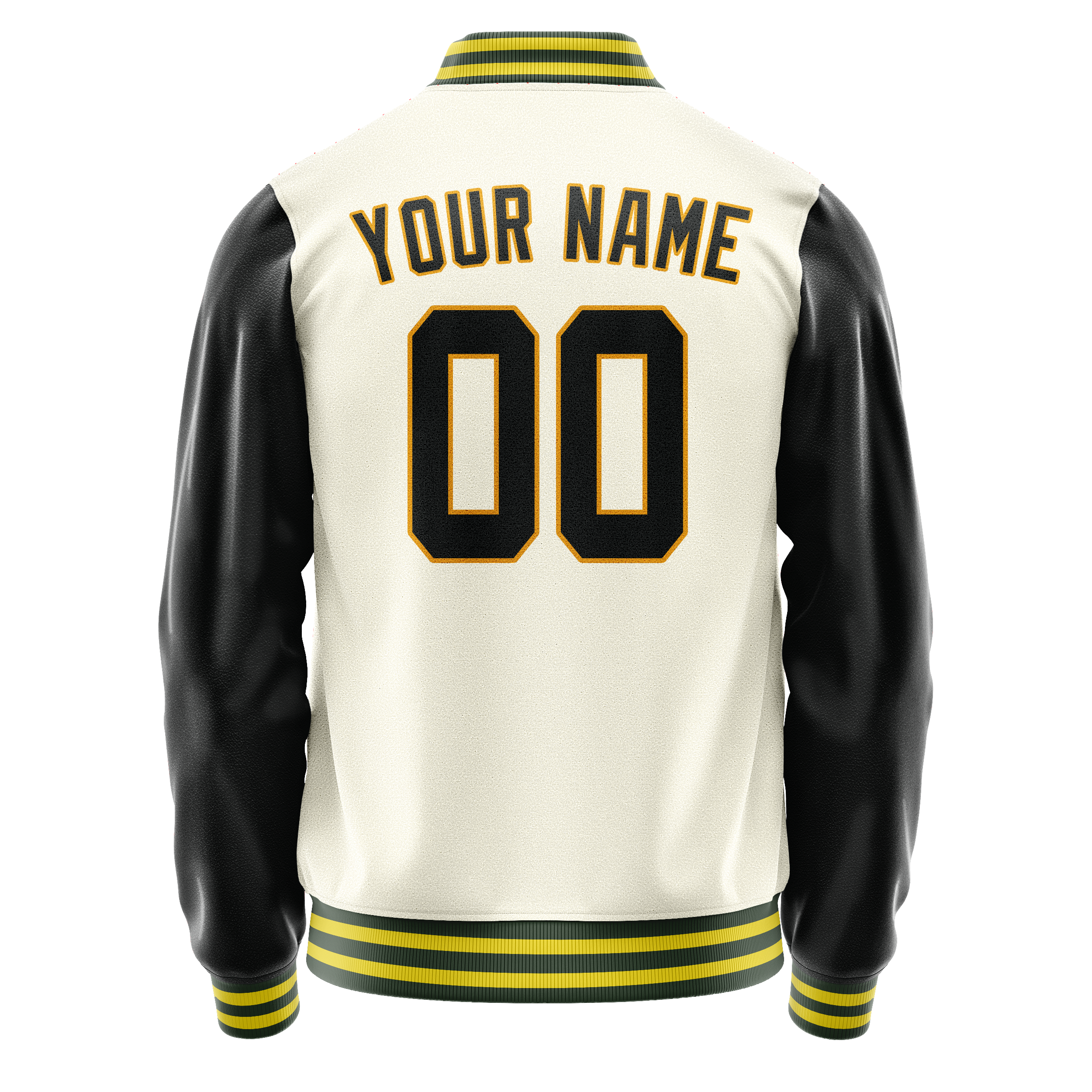 Custom Cream Black Solid Color Varsity Letterman Jacket JA02240617JC107