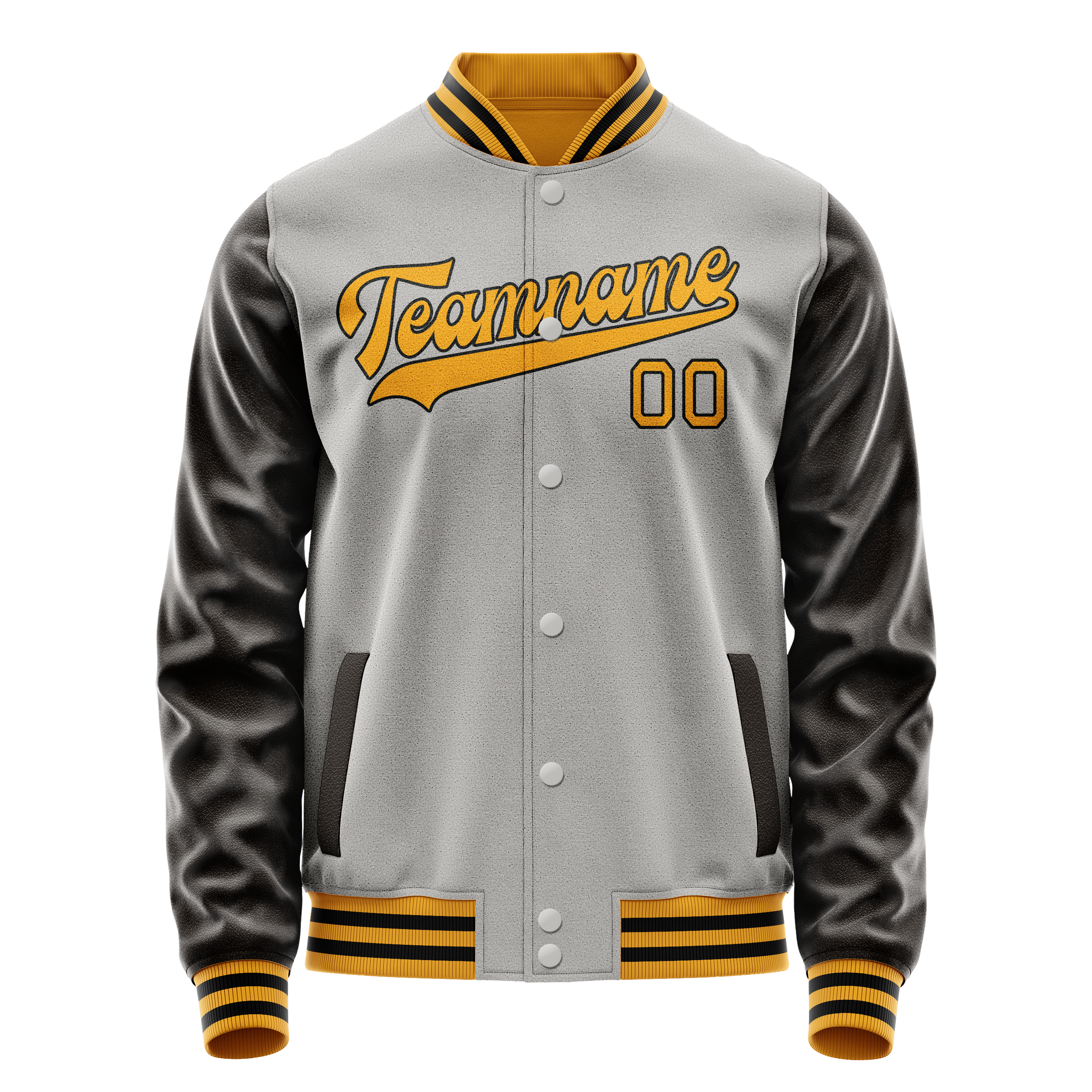 Custom Gray Brown Solid Color Varsity Letterman Jacket JA02240617YH171