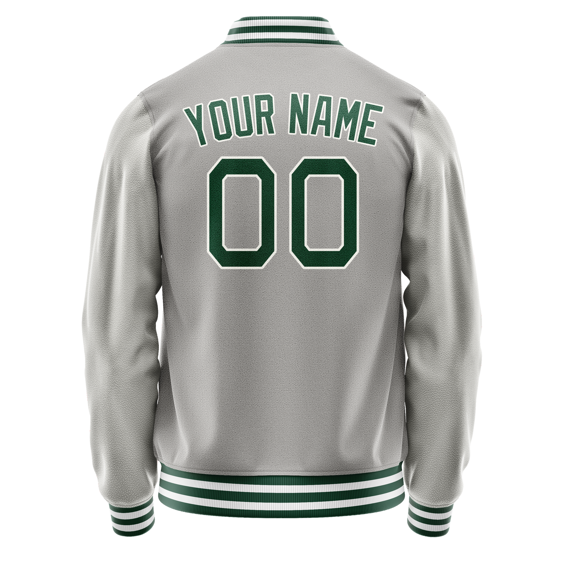 Custom Gray Kelly-Green Solid Color Varsity Letterman Jacket JA02240617YH150