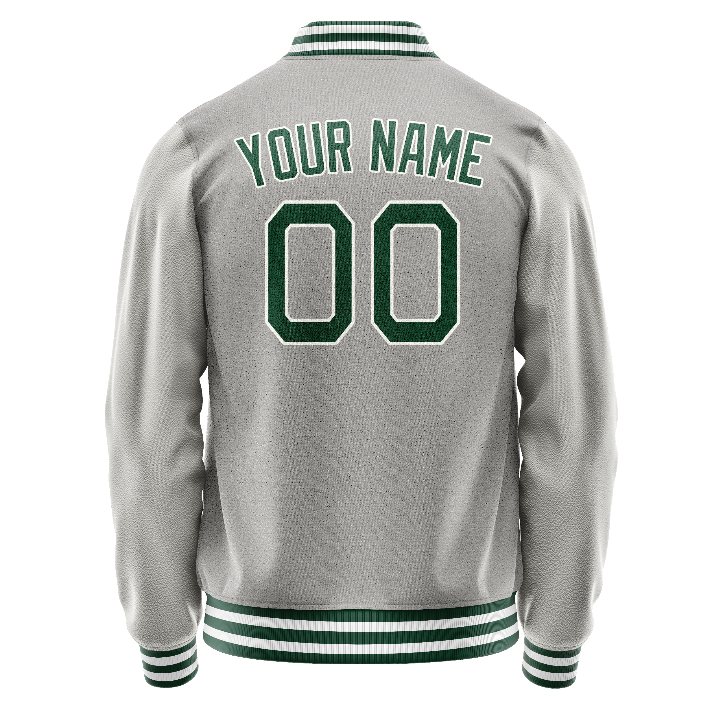 Custom Gray Kelly-Green Solid Color Varsity Letterman Jacket JA02240617YH150