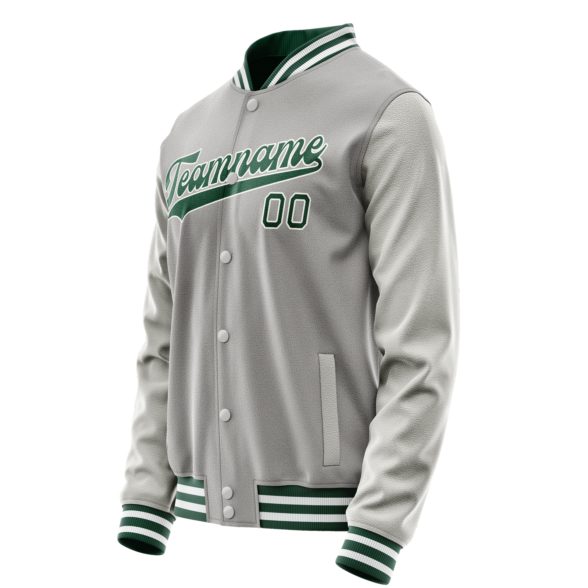 Custom Gray Kelly-Green Solid Color Varsity Letterman Jacket JA02240617YH150
