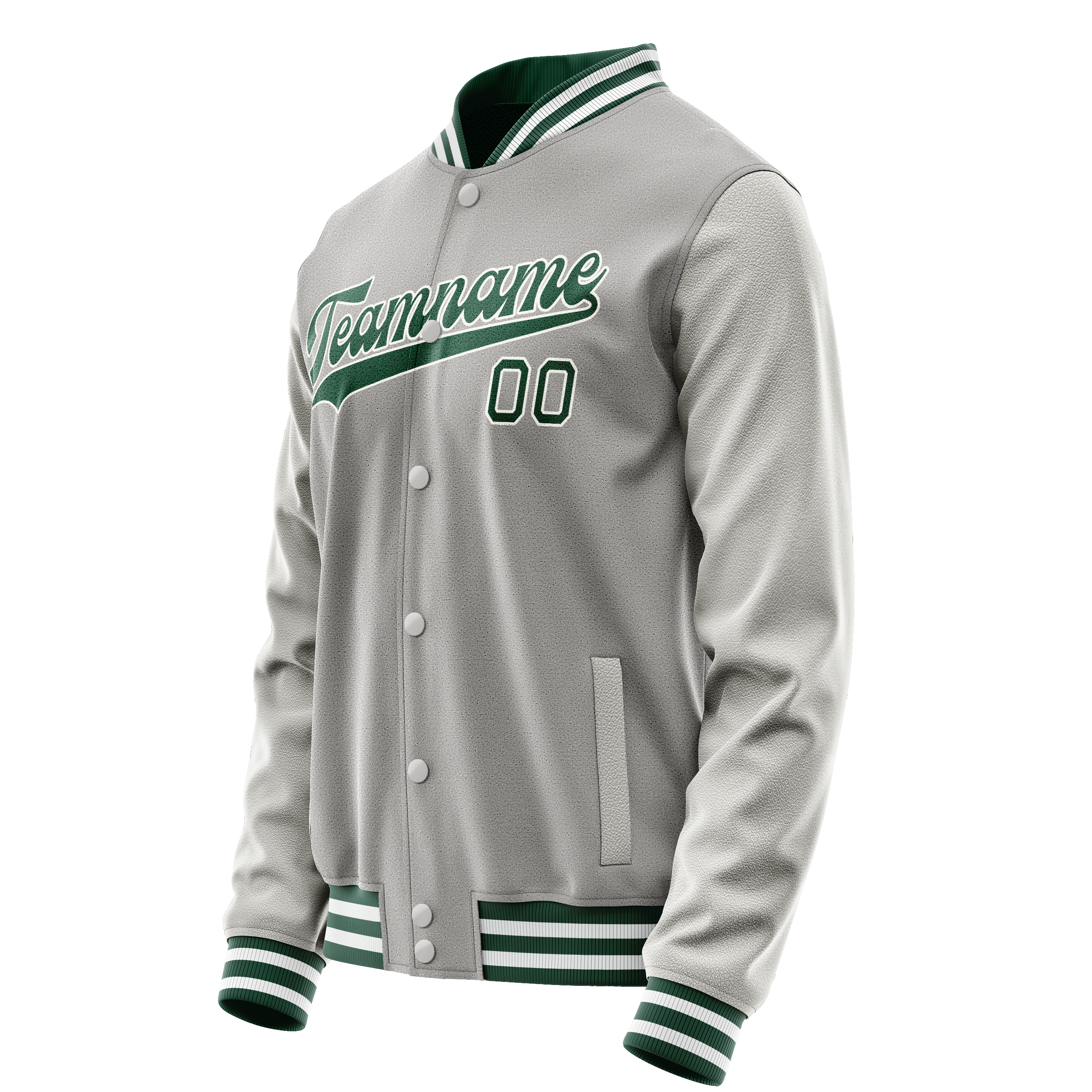 Custom Gray Kelly-Green Solid Color Varsity Letterman Jacket JA02240617YH150