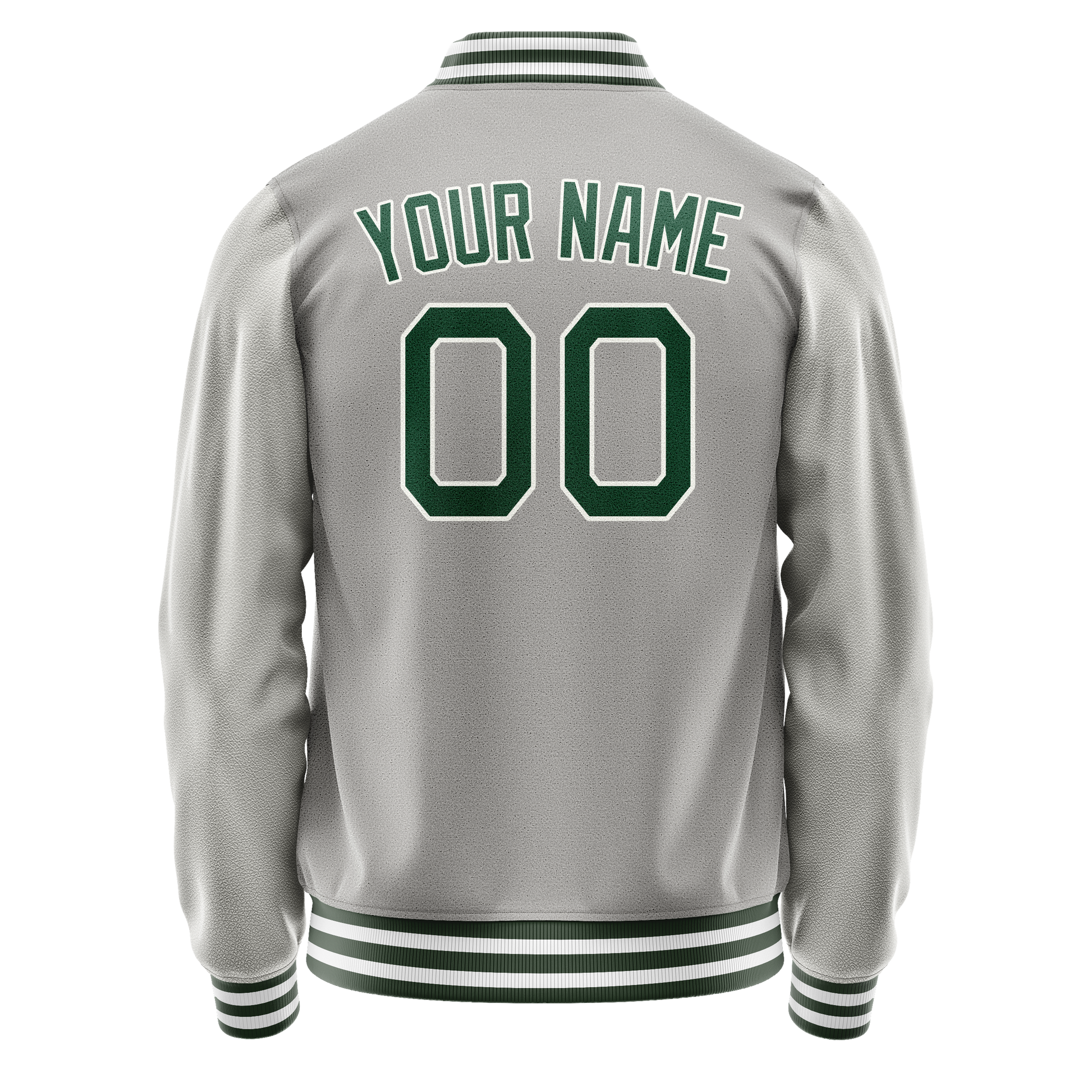 Custom Gray Kelly-Green Solid Color Varsity Letterman Jacket JA02240617YH162
